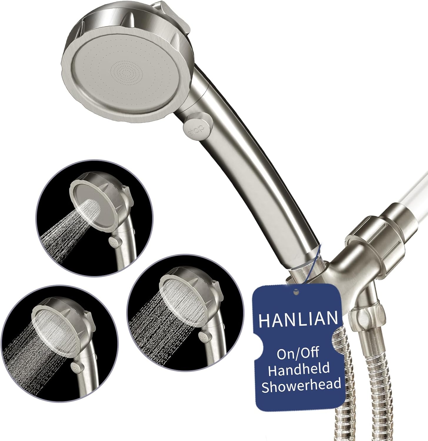 HANLIAN High-Pressure Shower Head with Pause Function for Easy Efficient Use