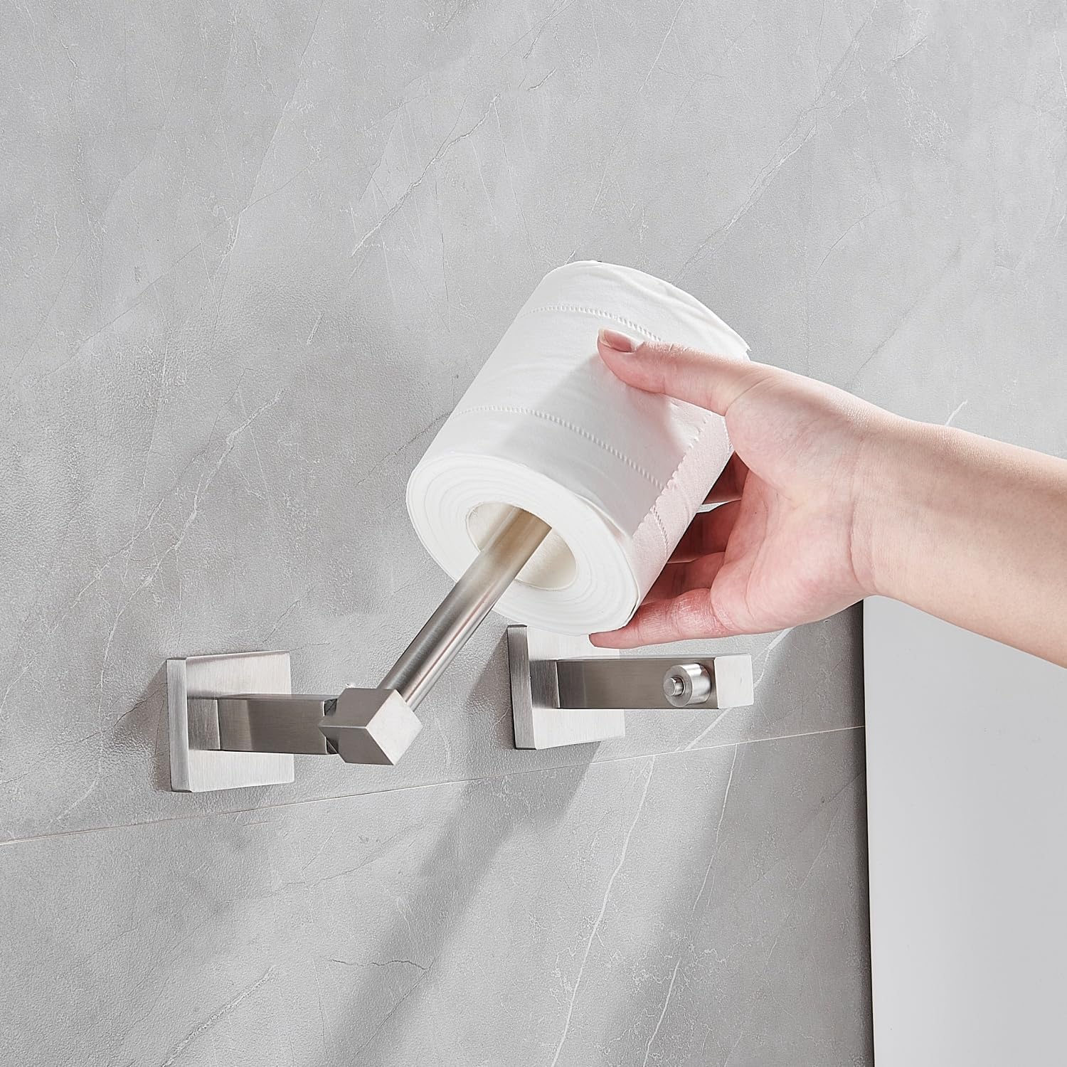 Stainless Steel Double Post Pivoting Toilet Paper Holder