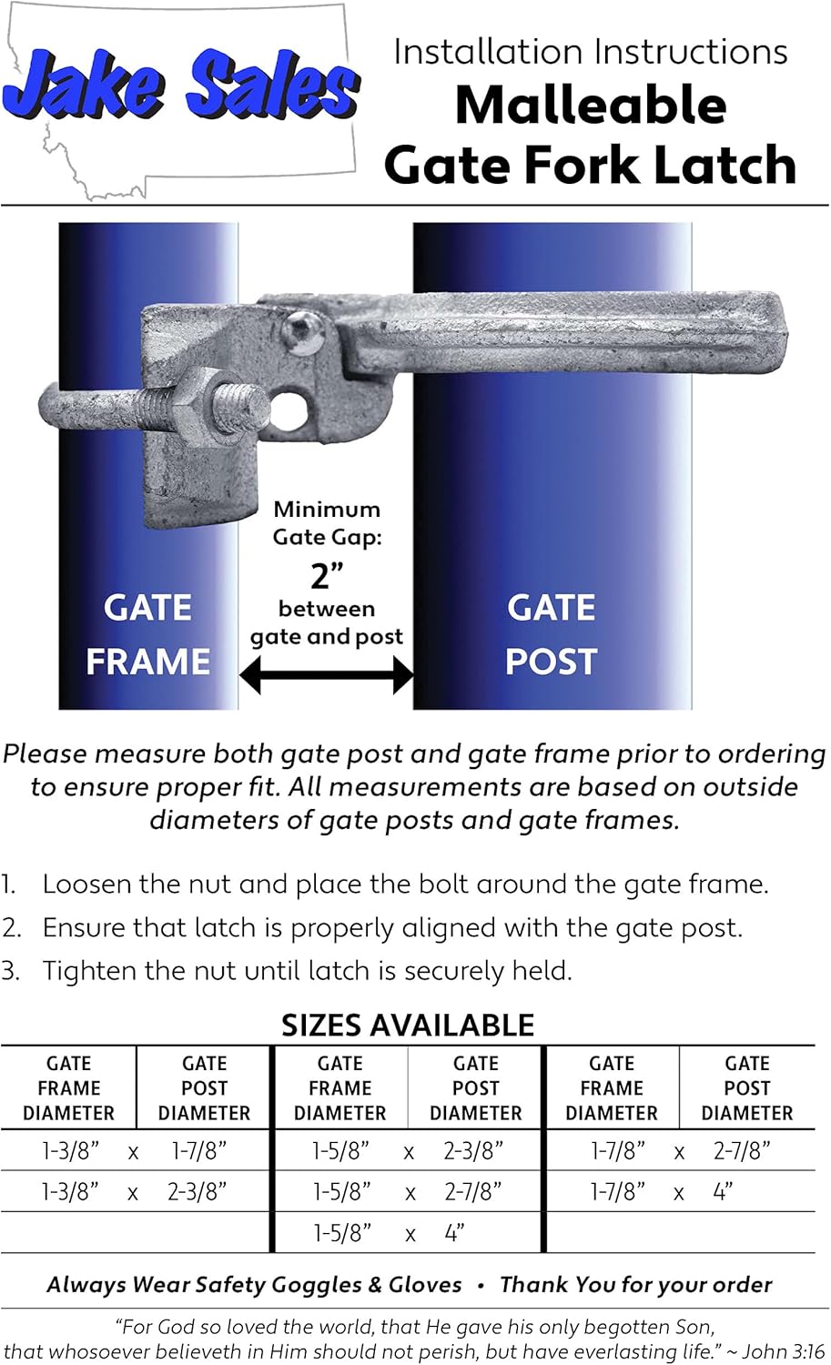 1-58 x 2-78 Chain Link Gate Latch - Commercial