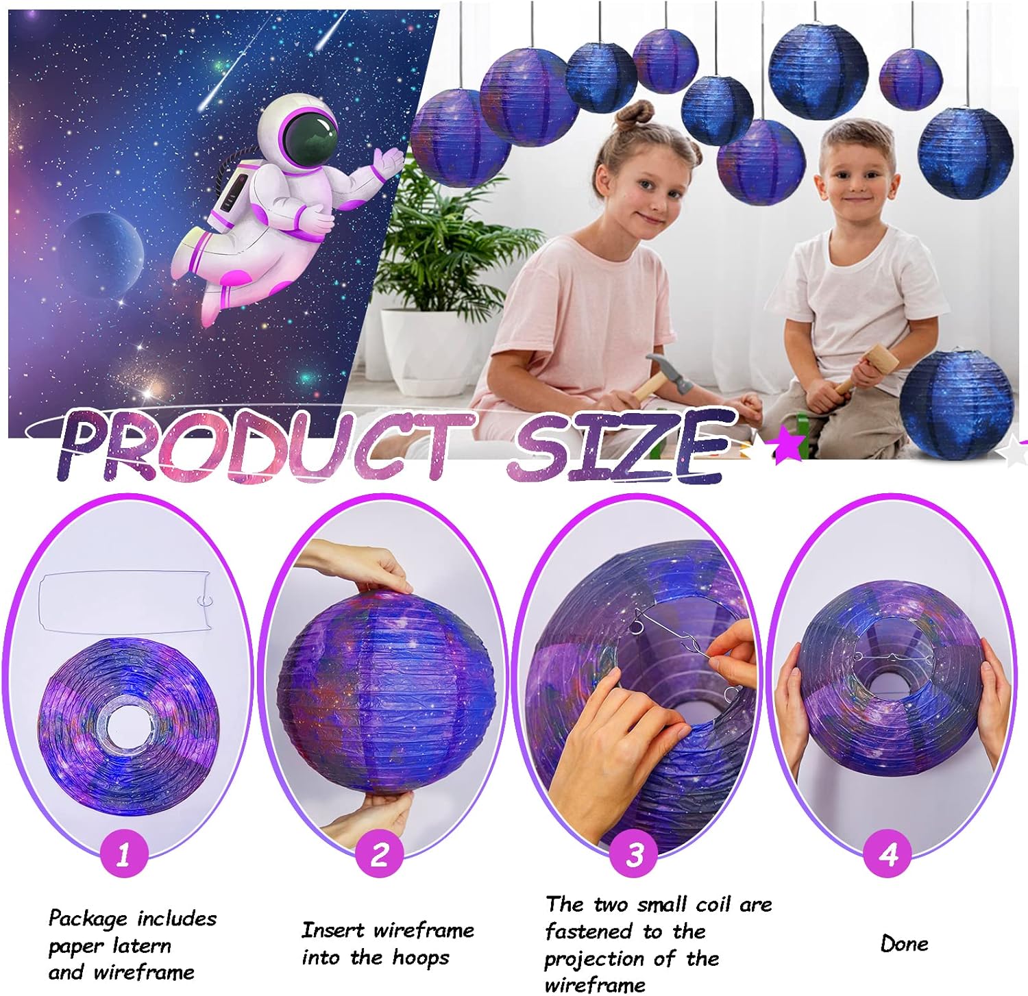 Galaxy Print Paper Lanterns 10PCS Space Theme Decor