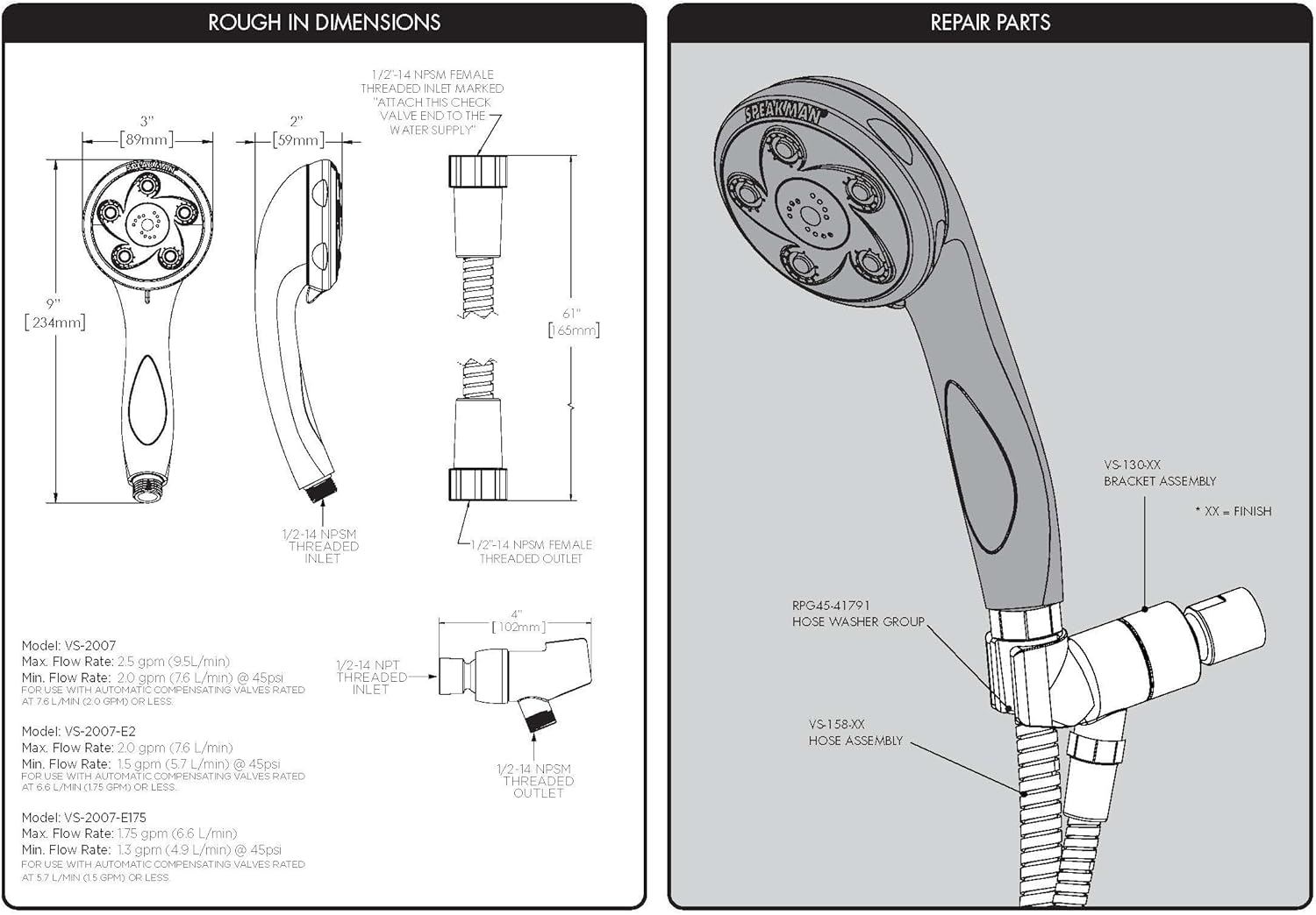 Speakman VS-2007-E2 Low-Moisture Handheld Shower Head