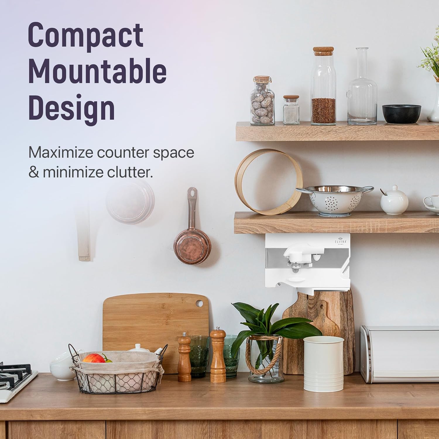Electric Can Opener 4-in-1 Under Cabinet Mount with Blade Sharpener