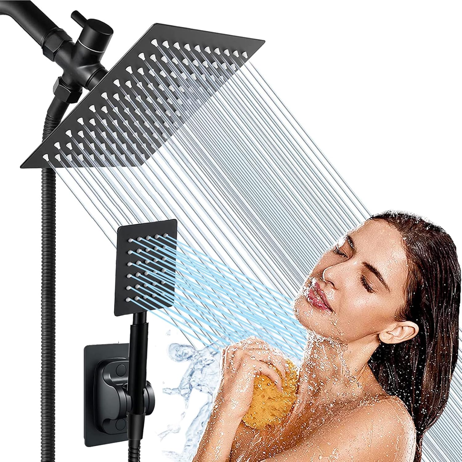 Luxury Black 8 2-in-1 Shower Head Set