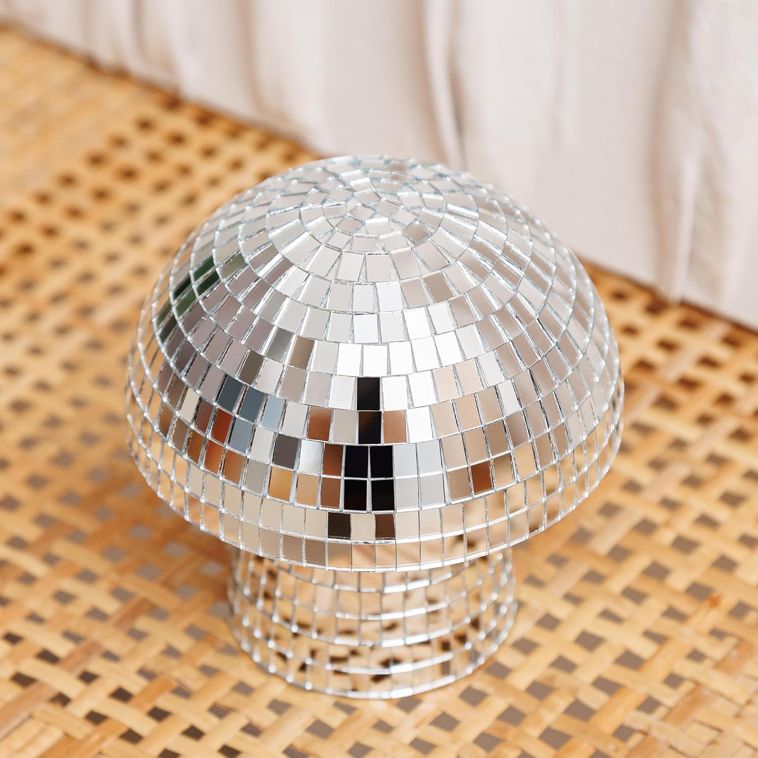 Reflective Silver Mushroom Disco Ball - 49 Inch Handmade Decor