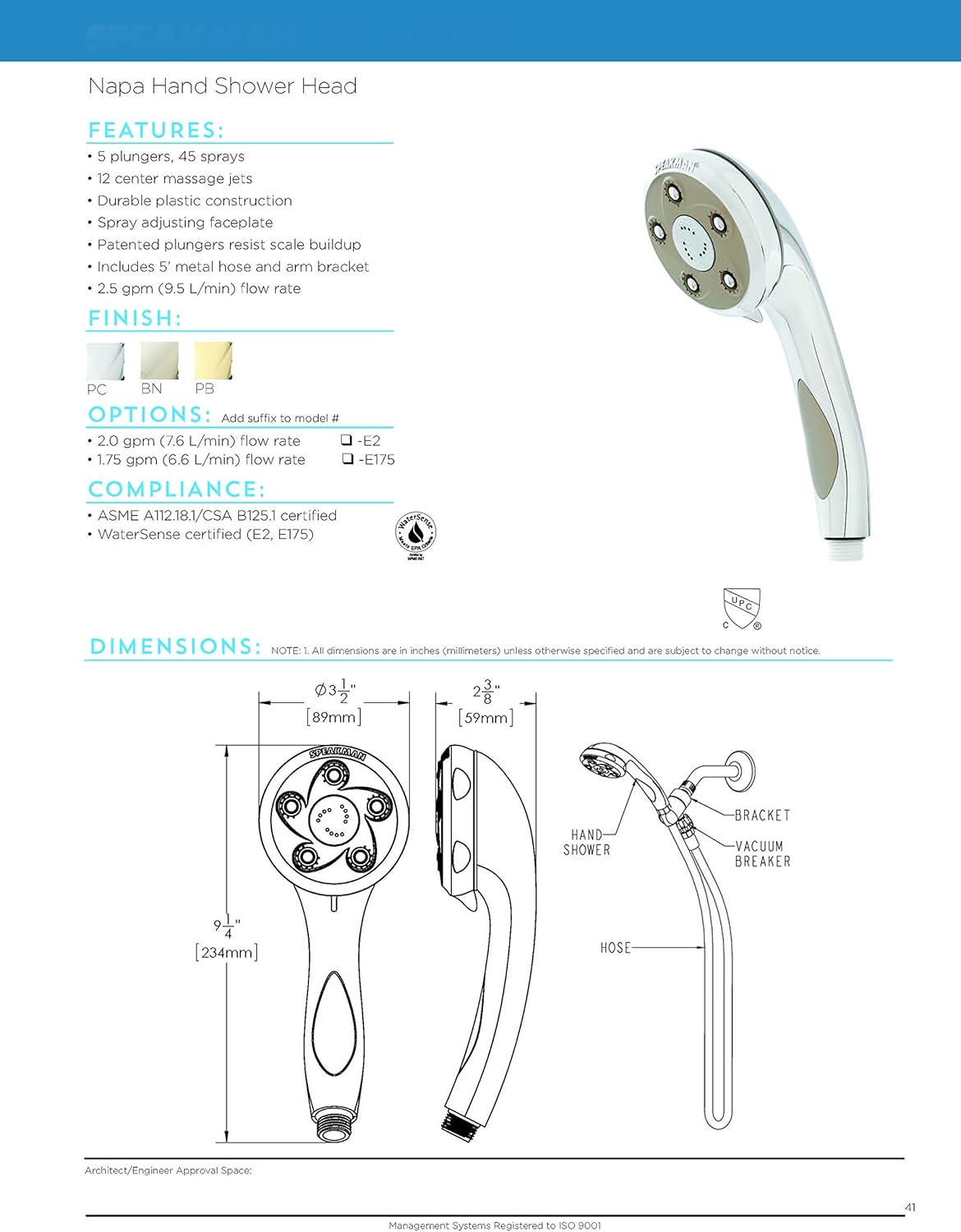 Experience Unmatched Performance with Speakman VS-2007 Napa Anystream Adjustable Shower Head