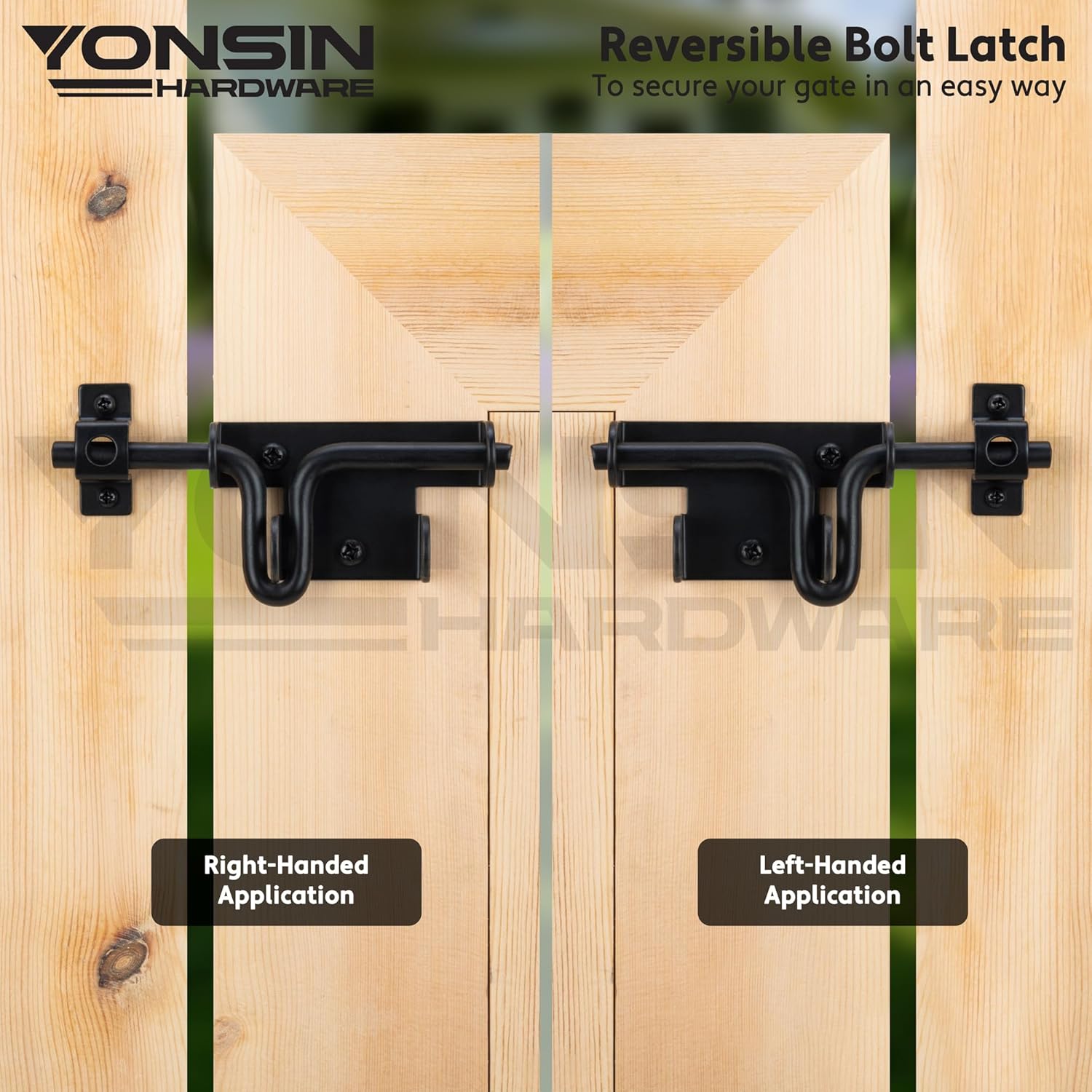 4-Piece Slide Bolt Gate Latch Black - Heavy Duty for Wooden Fence