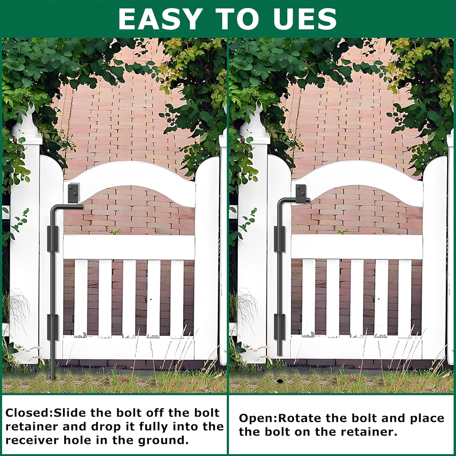 18-inch Heavy Duty Cane Bolt Gate Drop Rod Kit with Square Design