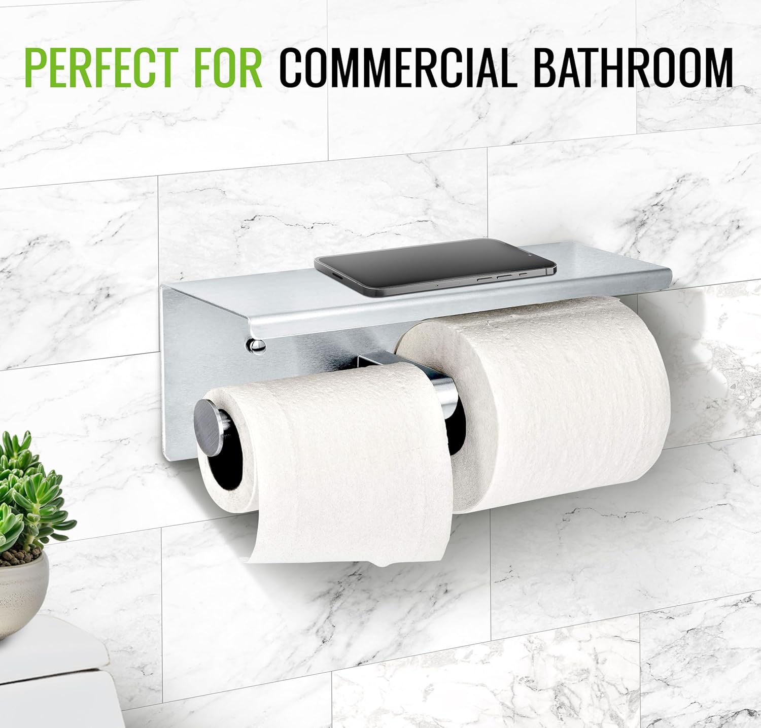Alpine Double Roll Toilet Paper Holder with Shelf 1