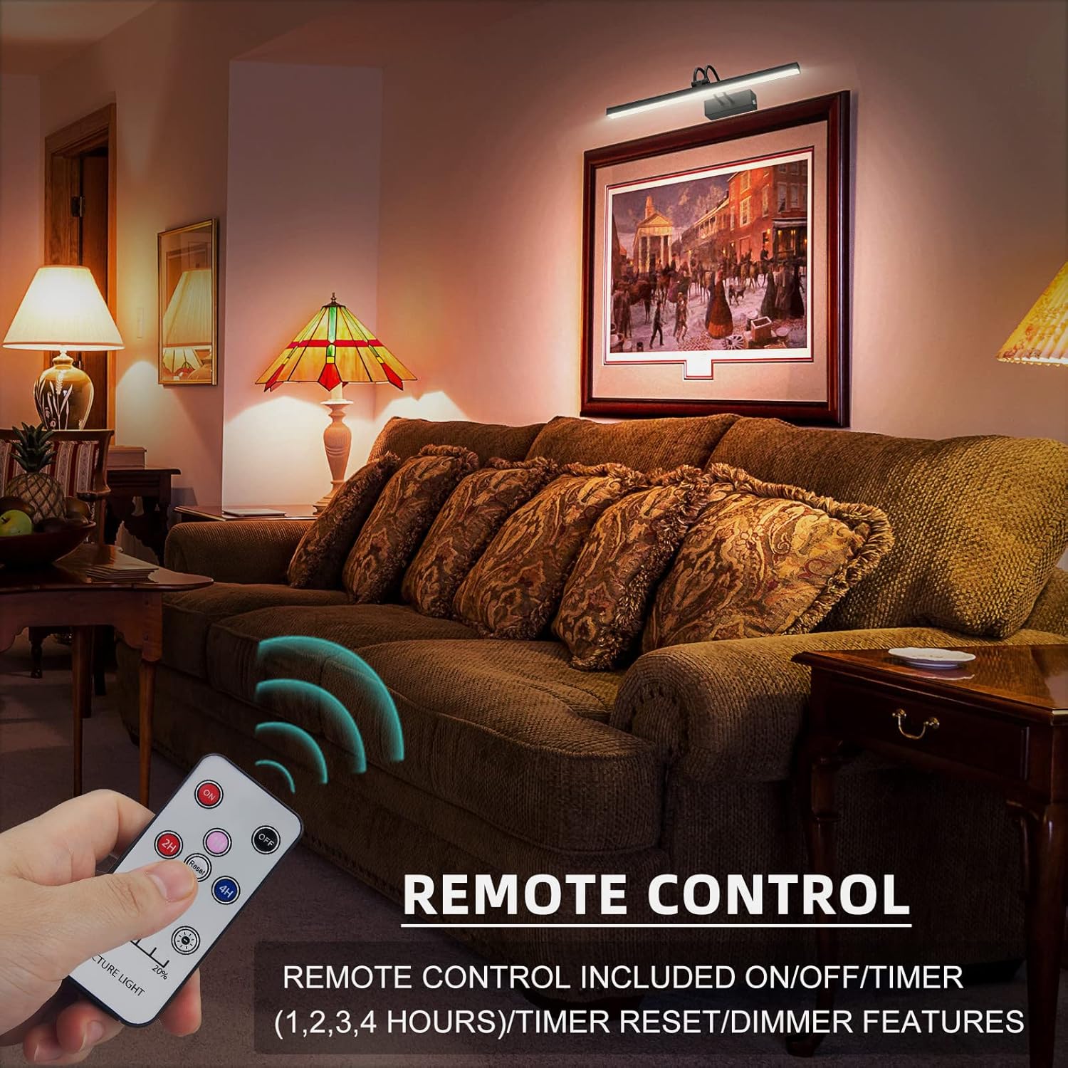 FUNCHDAY Wireless Picture Light with Remote 48 LED Dimmable Wall Art Lighting