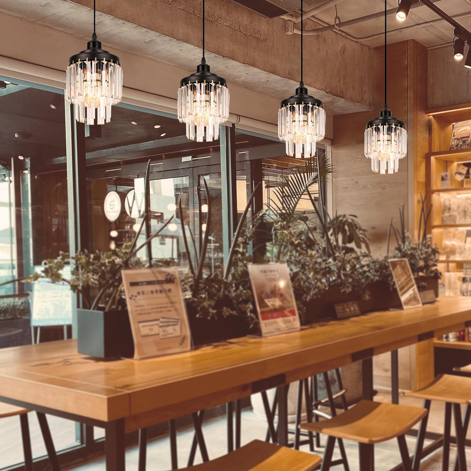 Adjustable Height Halo Pendant Light with Dimmable Remote Control