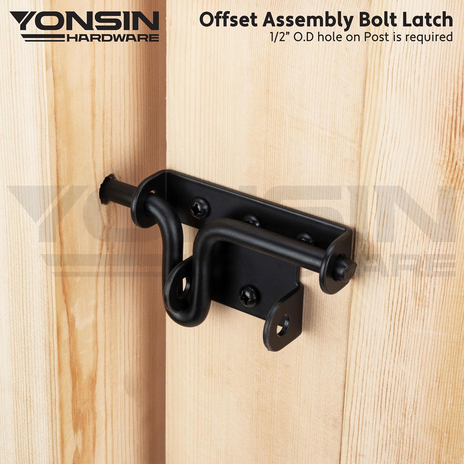 4-Piece Slide Bolt Gate Latch Black - Heavy Duty for Wooden Fence
