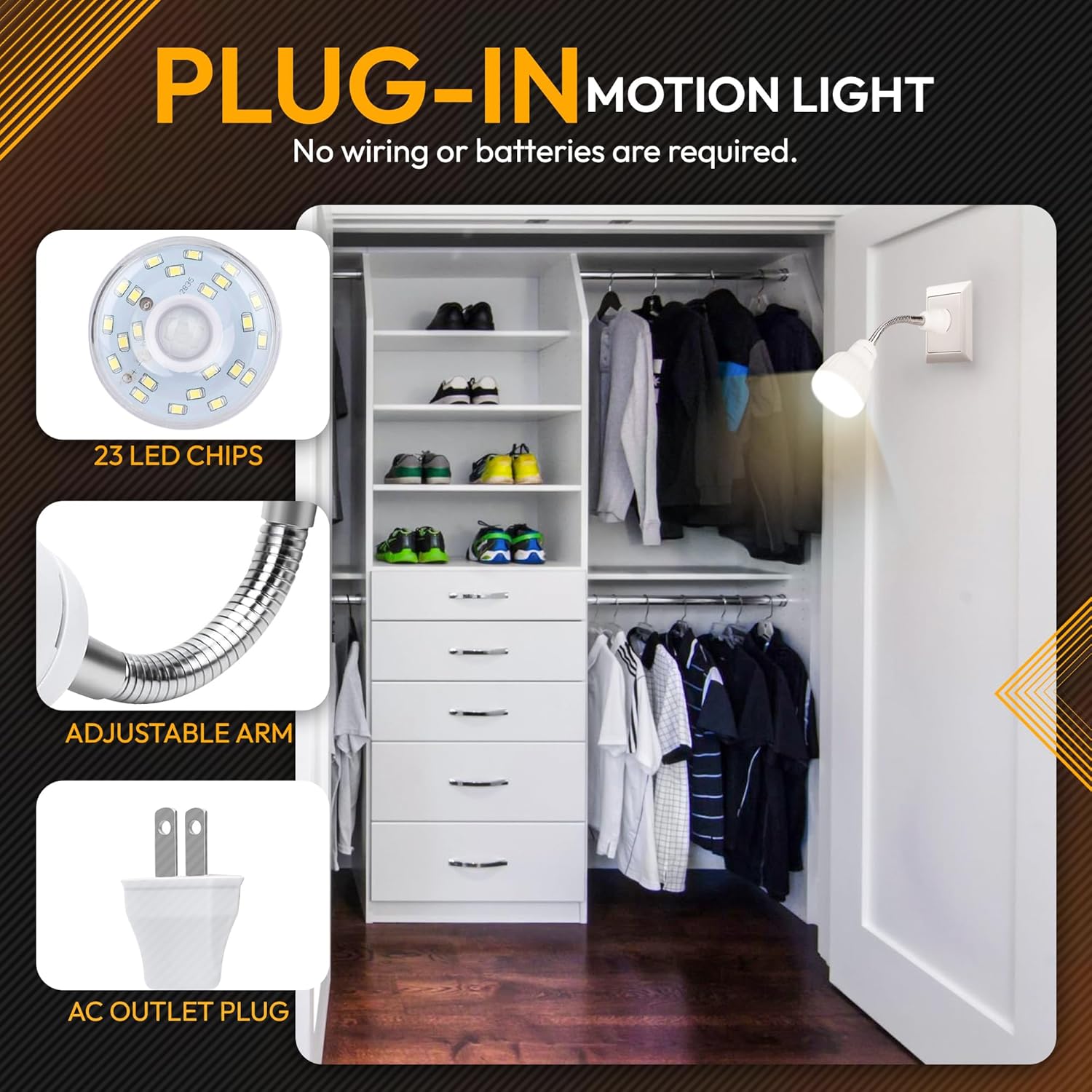 ShopN5 LED Motion Sensor Night Light with Flexible Neck