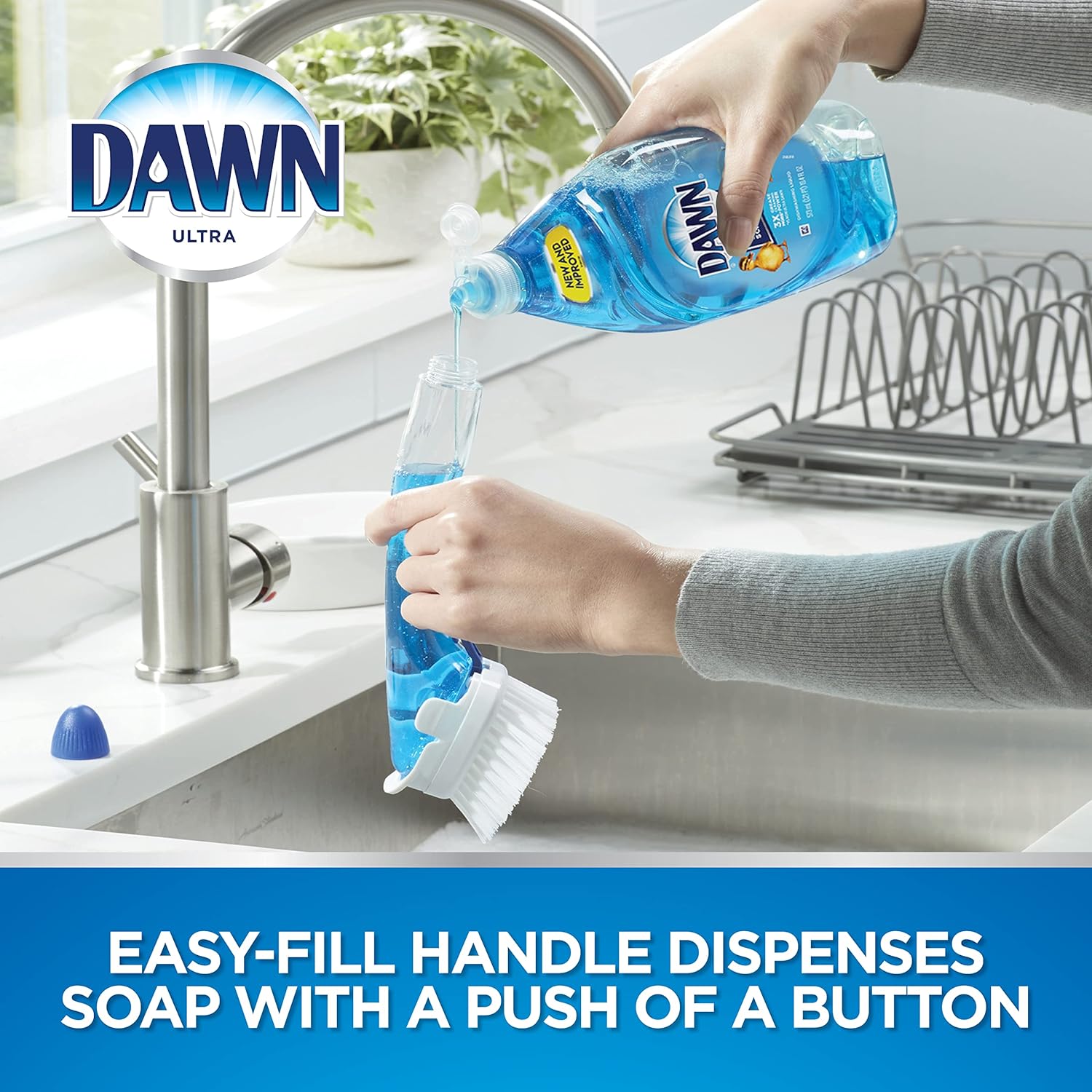 Dawn No-Drip Fillable Dish Brush Clear