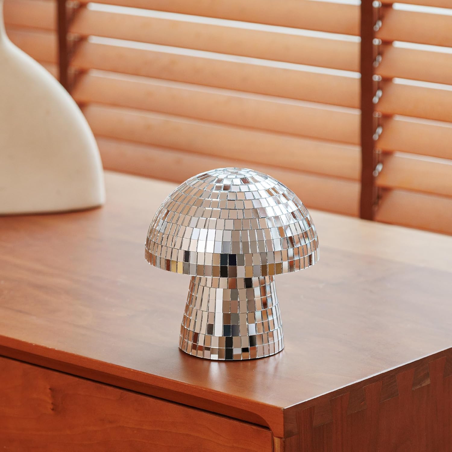 Reflective Silver Mushroom Disco Ball - 49 Inch Handmade Decor