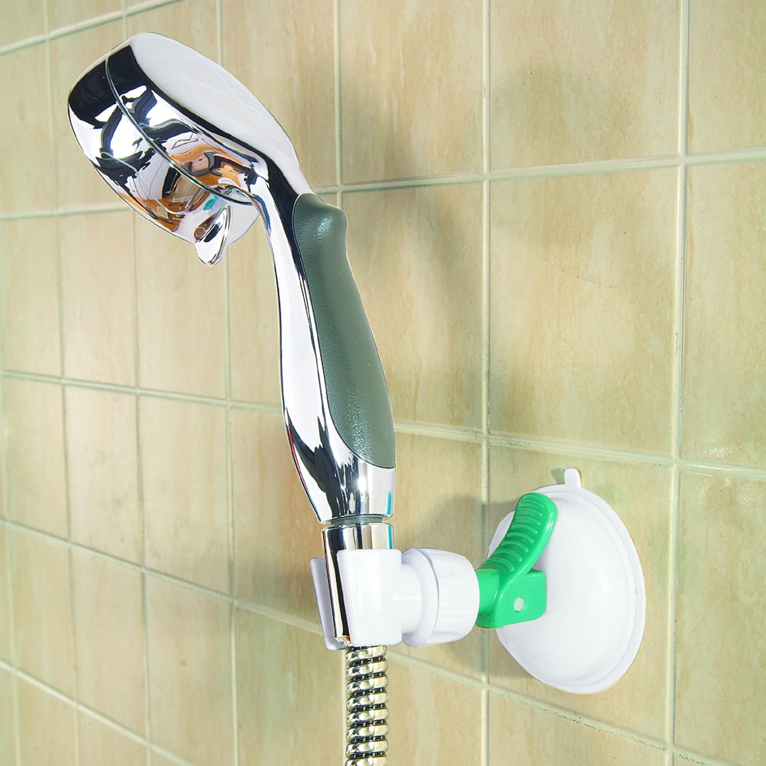 Handheld Shower Head Holder with Wall-Mount Silver