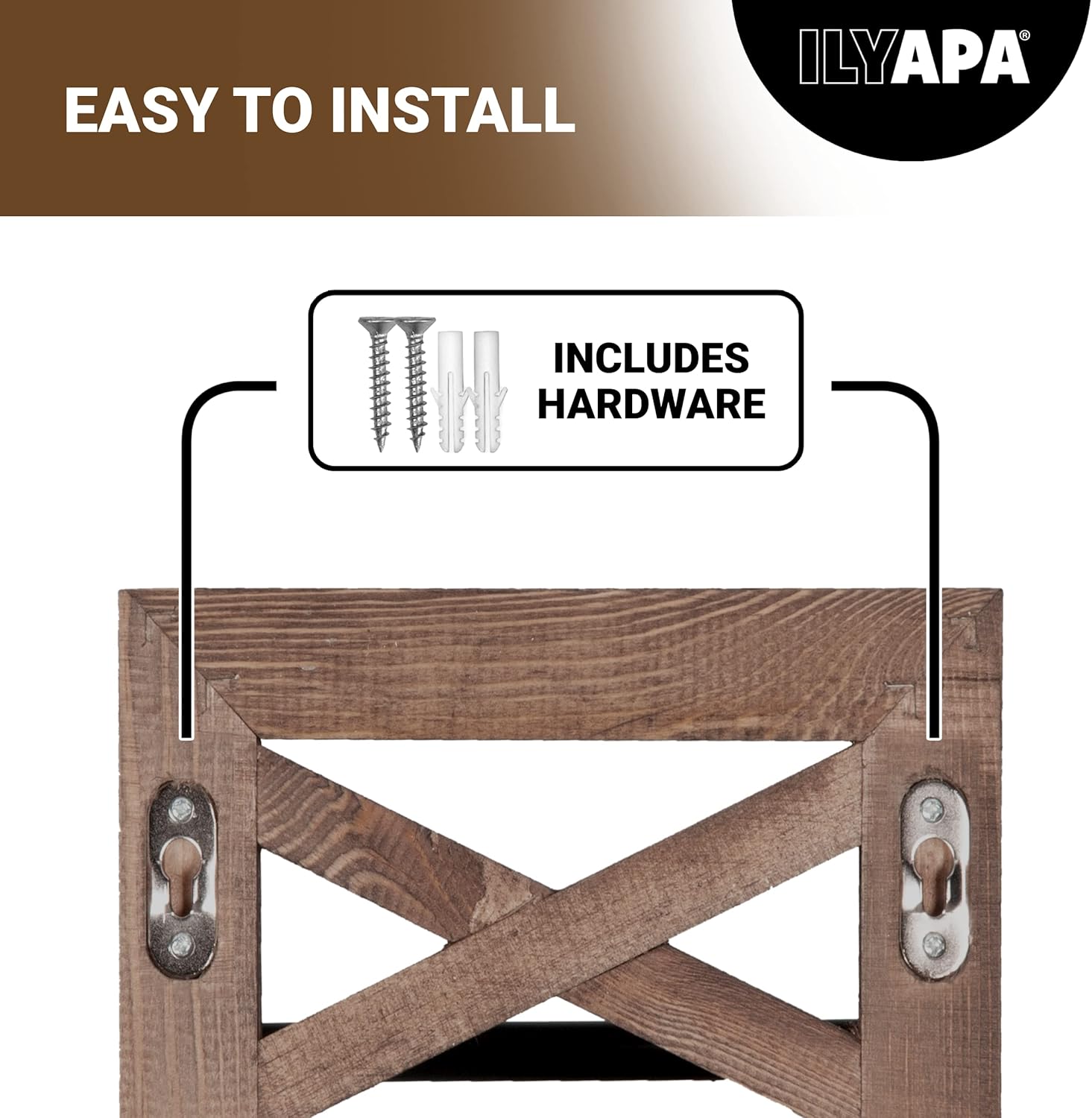 Ilyapa Farmhouse Toilet Paper Holder - Rustic Wood Wall Mount