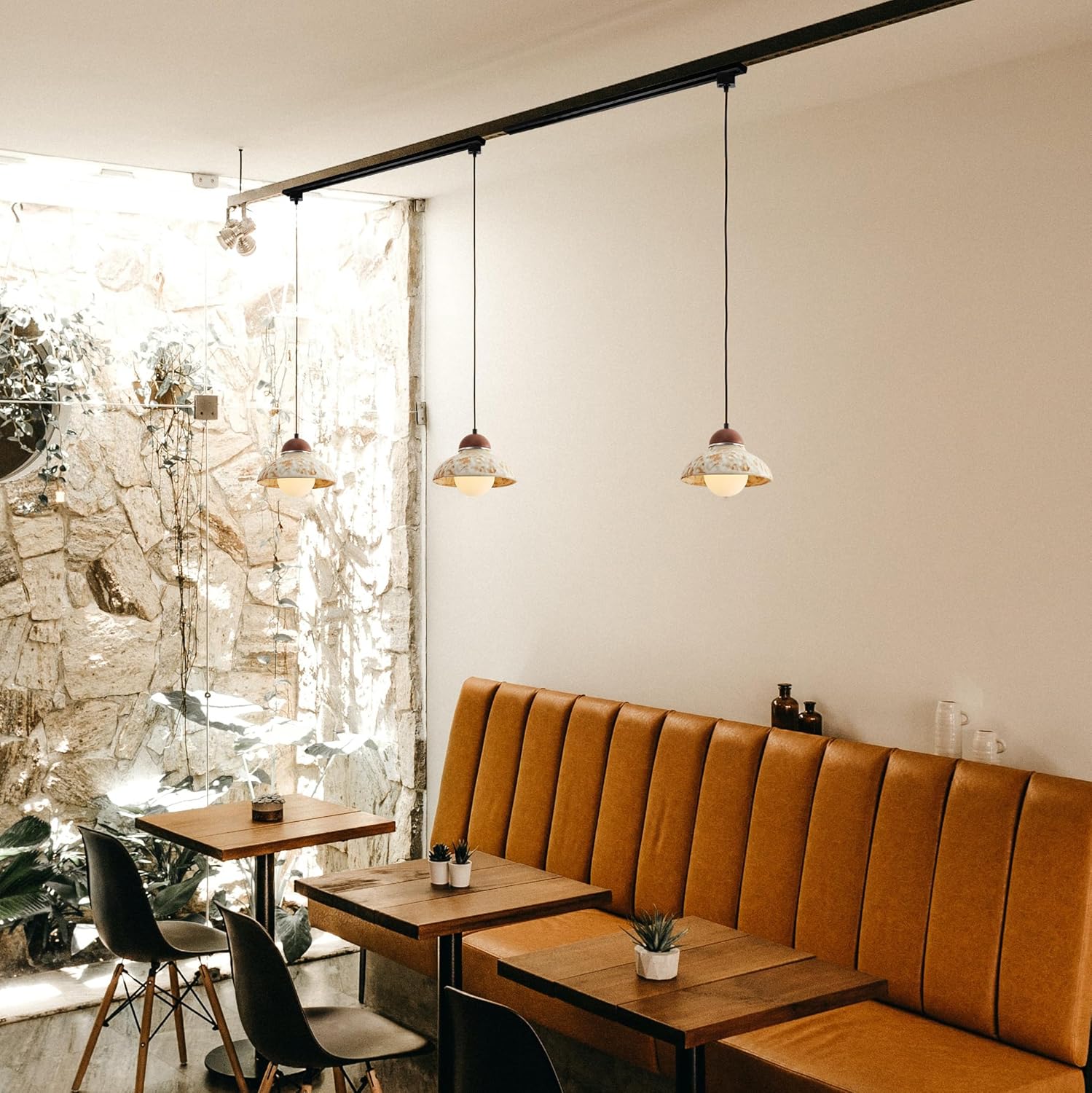 Kiven L Style Track Lighting Pendants 1-Light Farmhouse Pendant with Ceramic Shade
