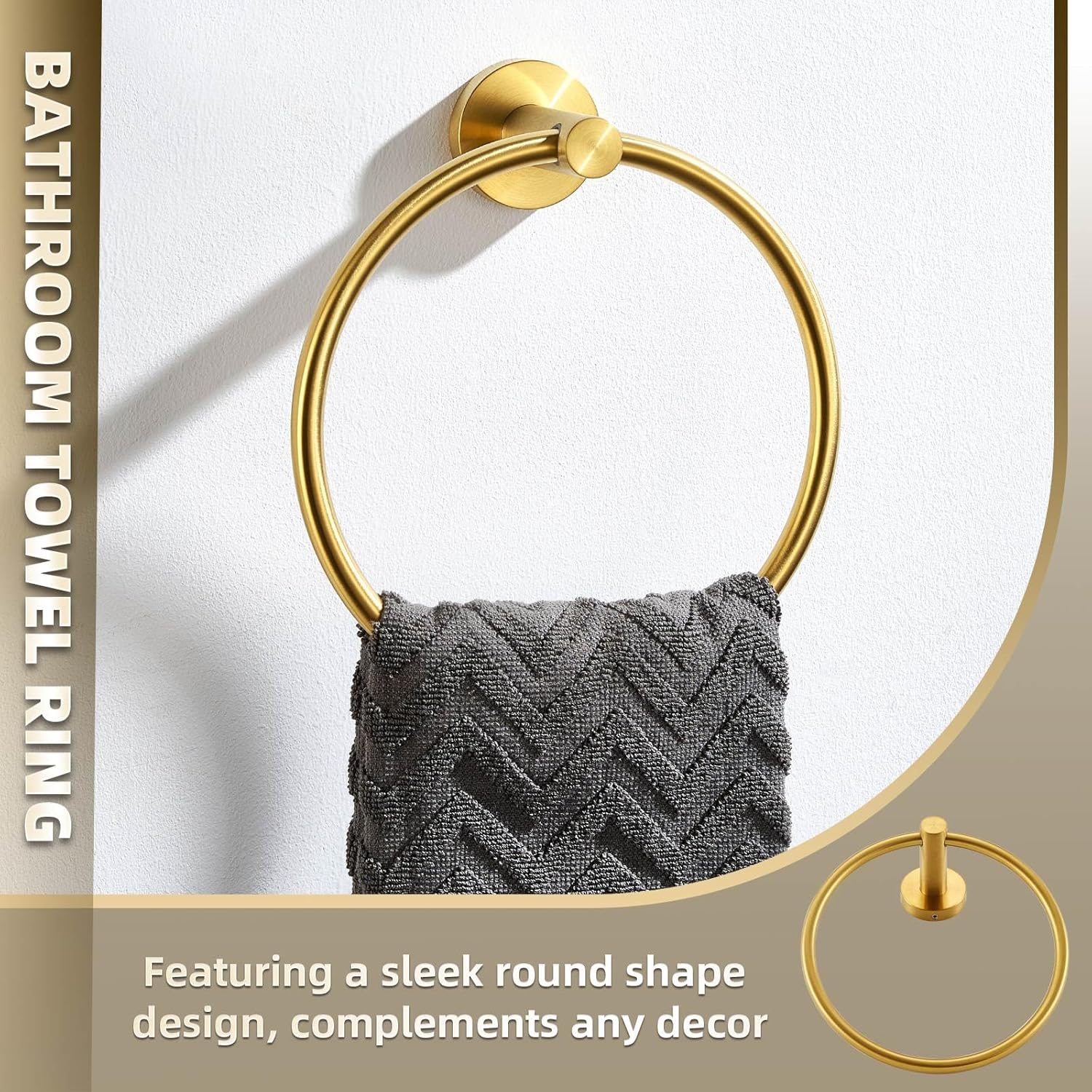 APLusee 304 Stainless Steel Towel Ring Set