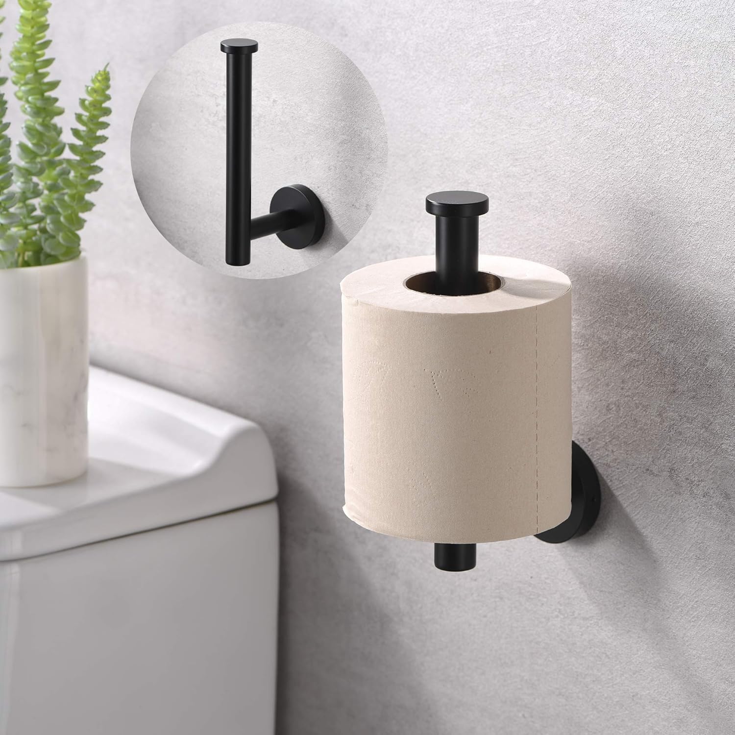 Rainovo Toilet Paper Holder Matte Black Rustproof