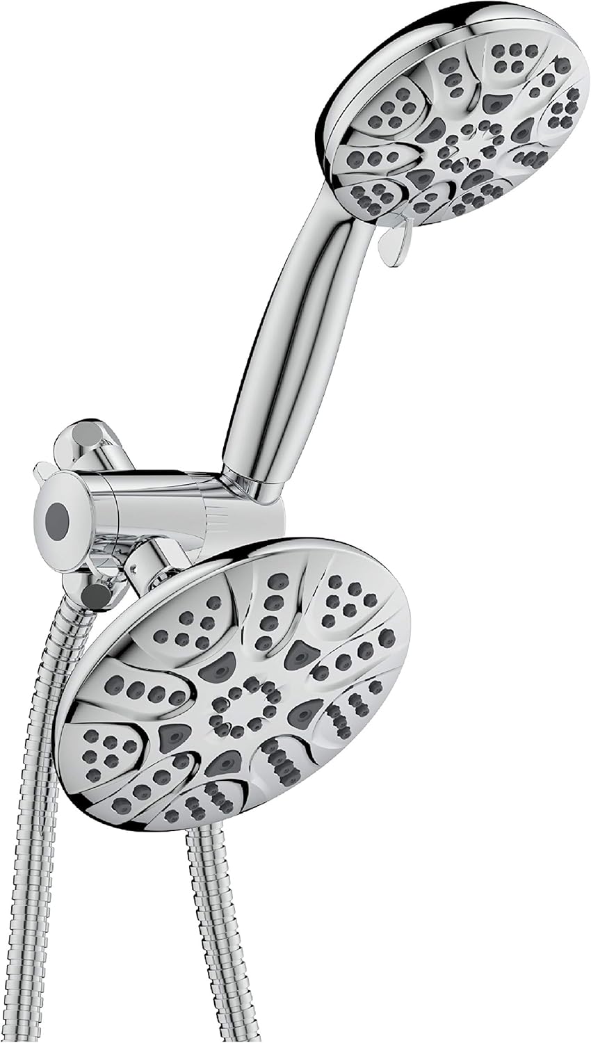Anti-Clog 6 Wide 30-Setting Rain Shower Combo with 5ft hose