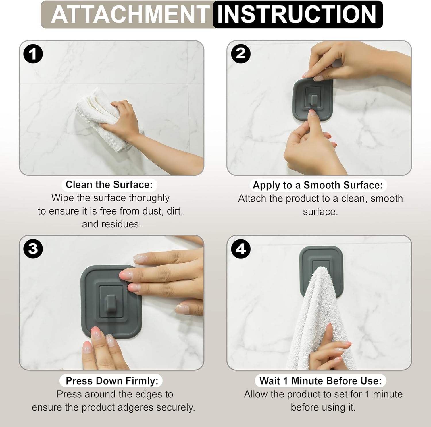 HOMEI 2-Pack Silicone Adhesive Shower Hooks