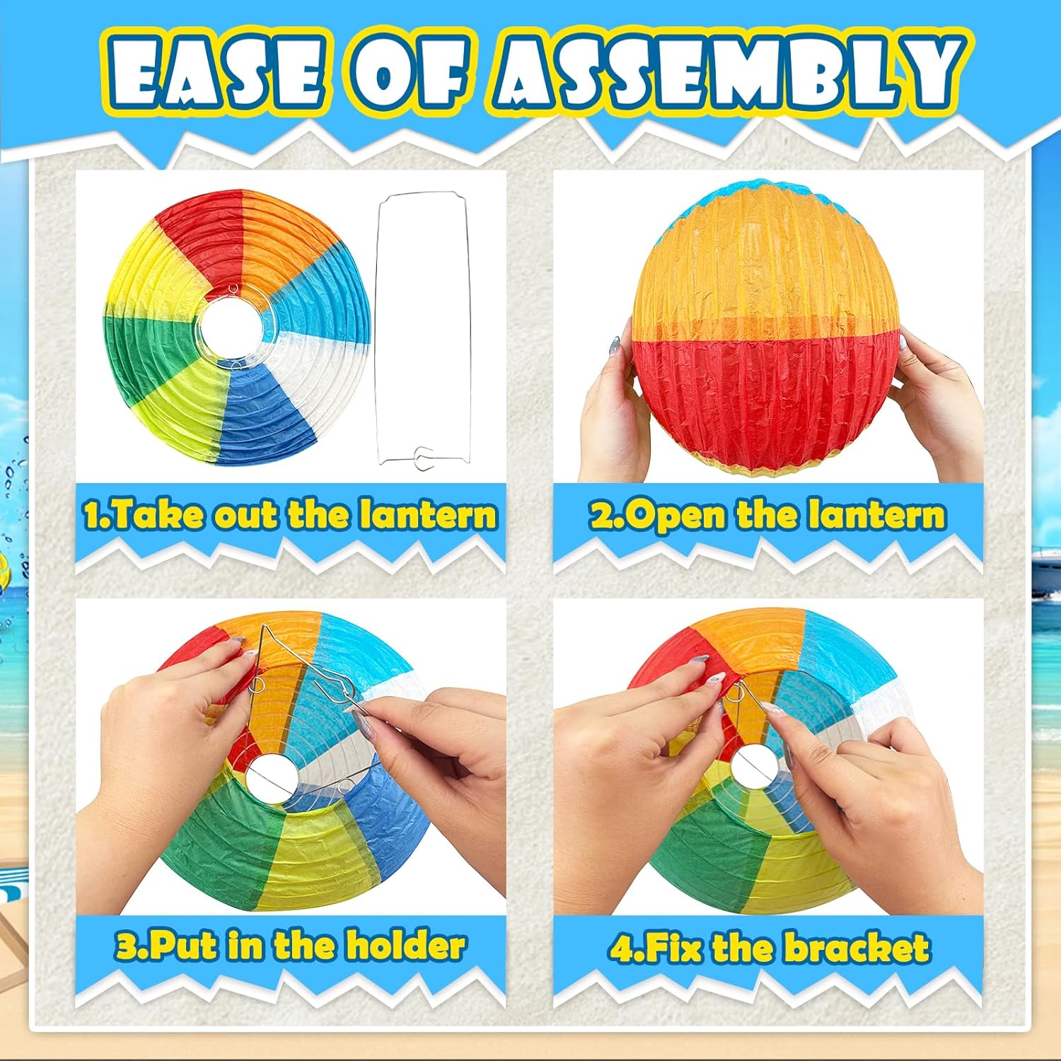 10Pcs 8 Inch Beach Party Decor Paper Lanterns