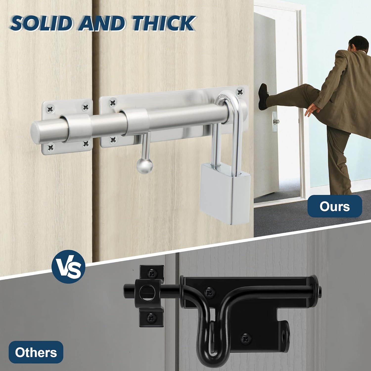 Durable 8-Inch Stainless Steel Slide Bolt Latch