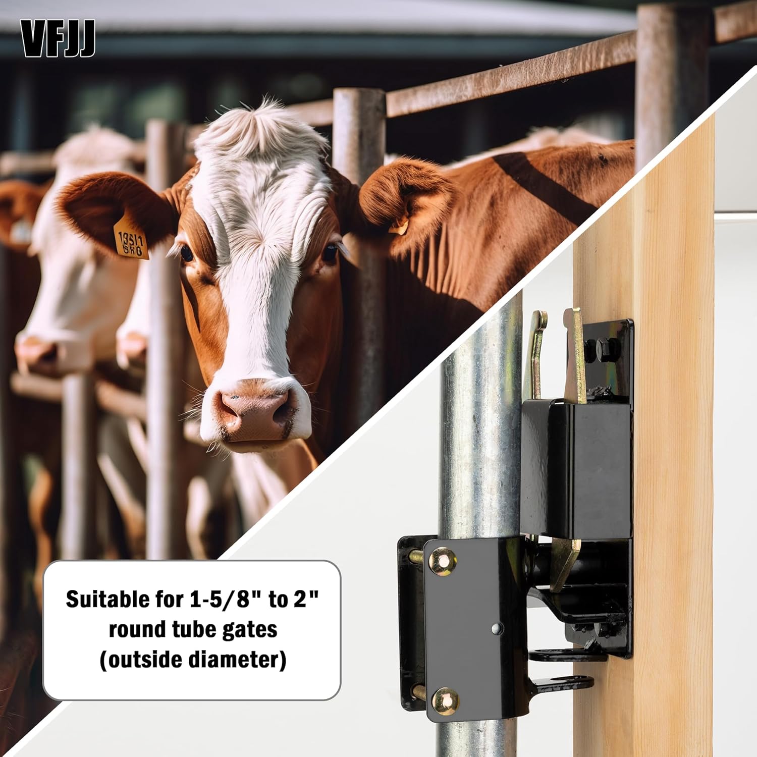 HD Two-Way Farm Gate Latch Lockable Versatile for Cows Livestock Gates