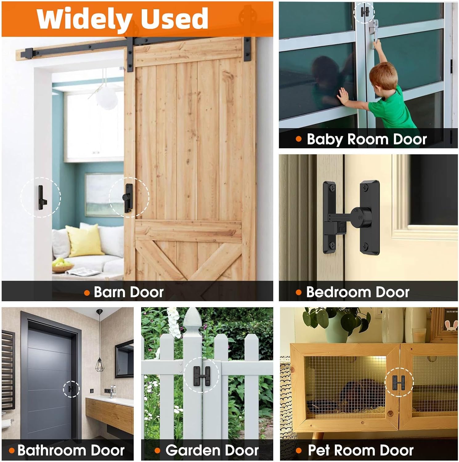 Sturdy Barn Door Lock with Multiple Installations