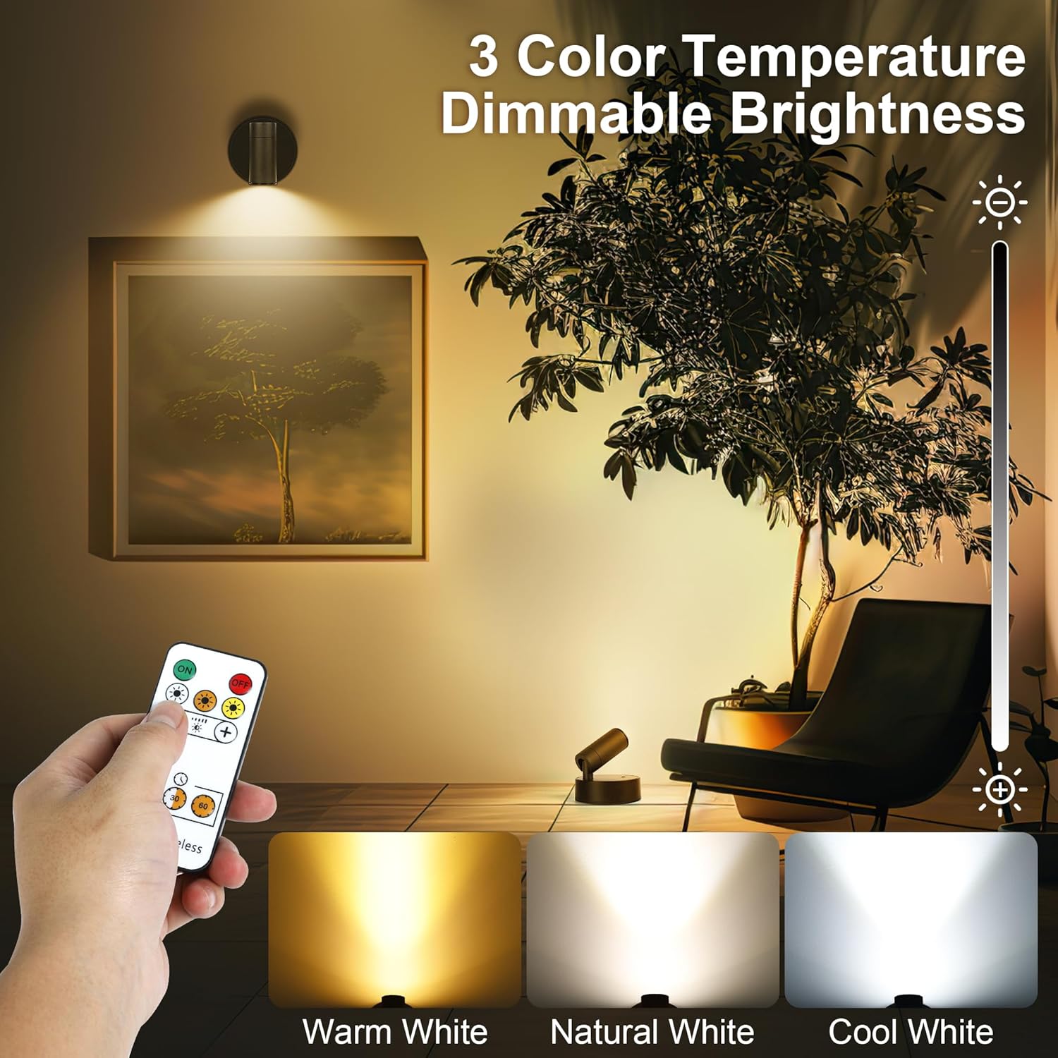 2-Pack Rechargeable LED Spotlight with Remote Control