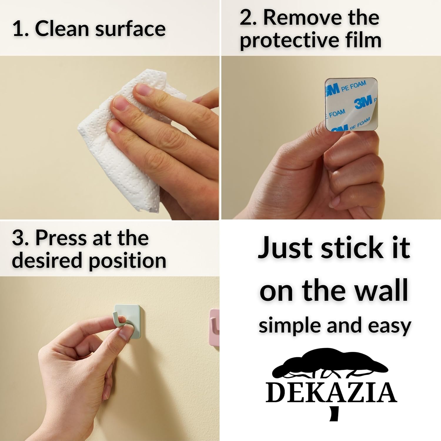 DEKAZIA 4pcs Rose Cute Wall Hooks for Kids Room