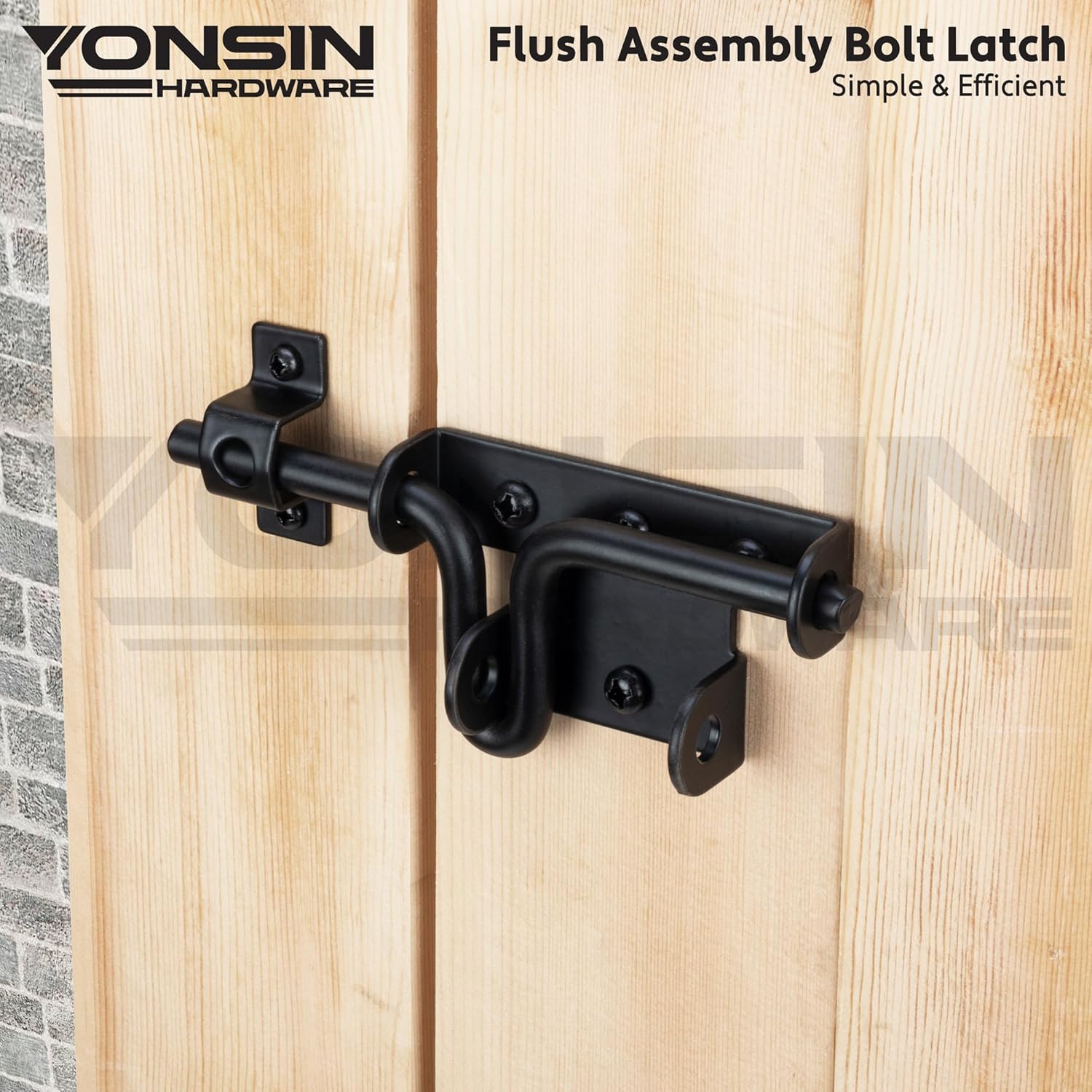 4-Piece Slide Bolt Gate Latch Black - Heavy Duty for Wooden Fence