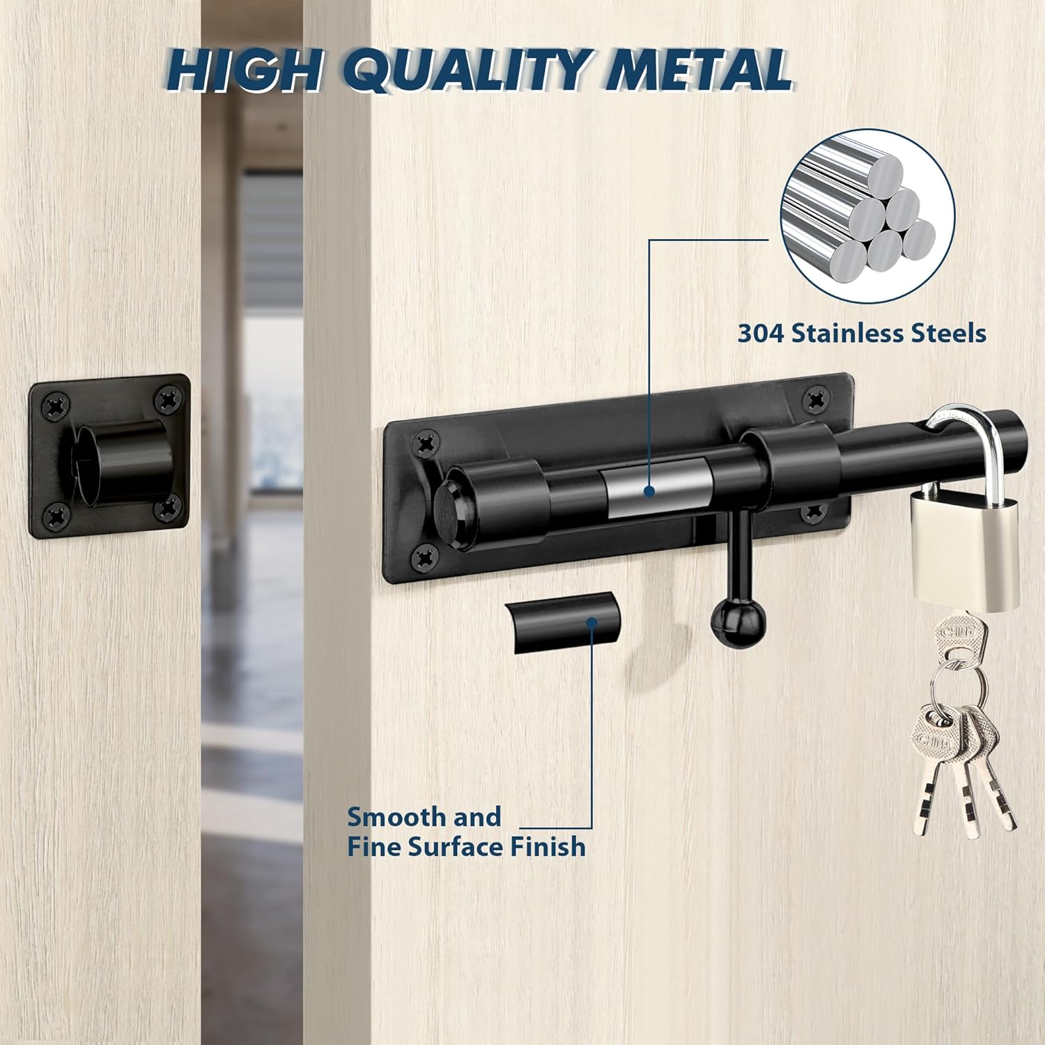 Heavy Duty Gate Latch 8inch alg304 SS Matte Black