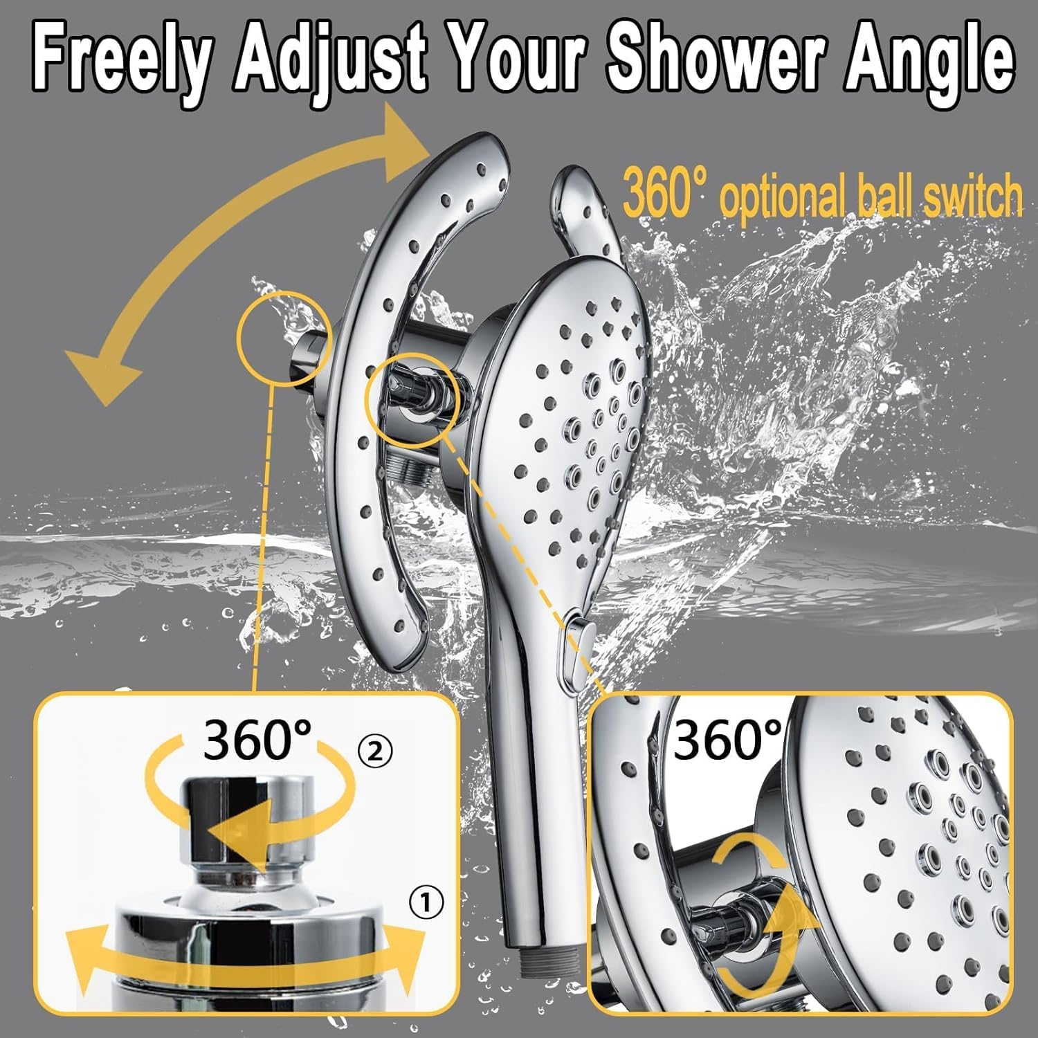High-Pressure Dual Shower Head with Magnetic Bellearly