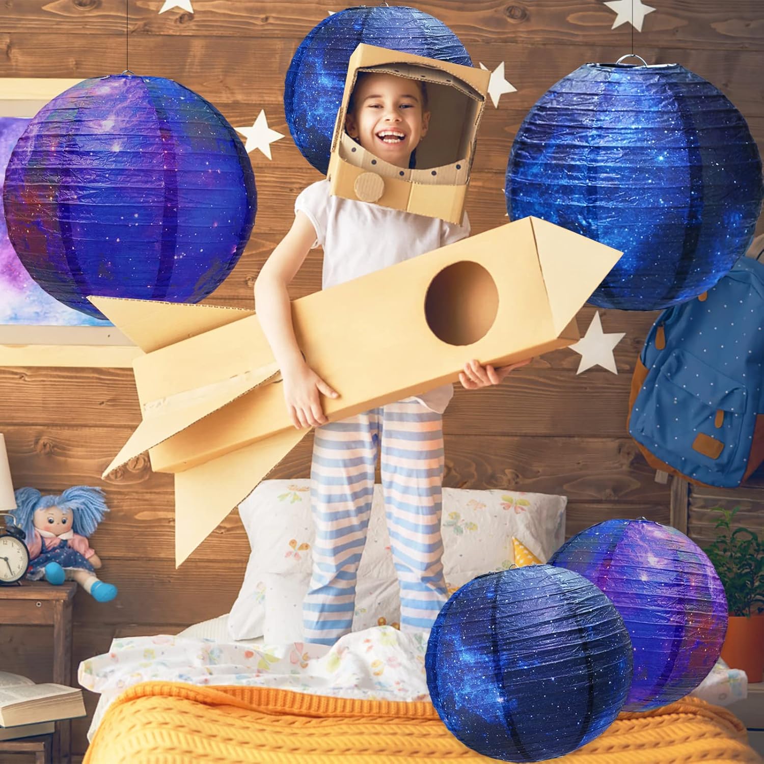Galaxy Print Paper Lanterns 10PCS Space Theme Decor