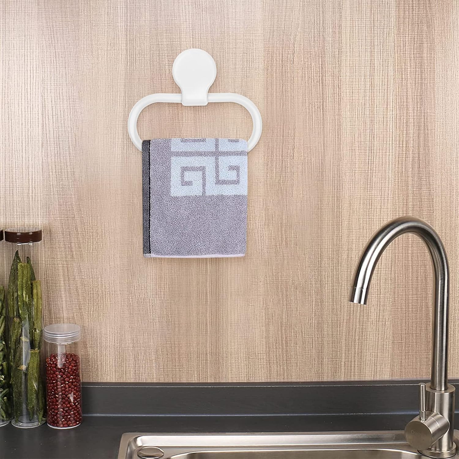 Cabilock Adhesive Towel Ring No Drilling Wall Mounted