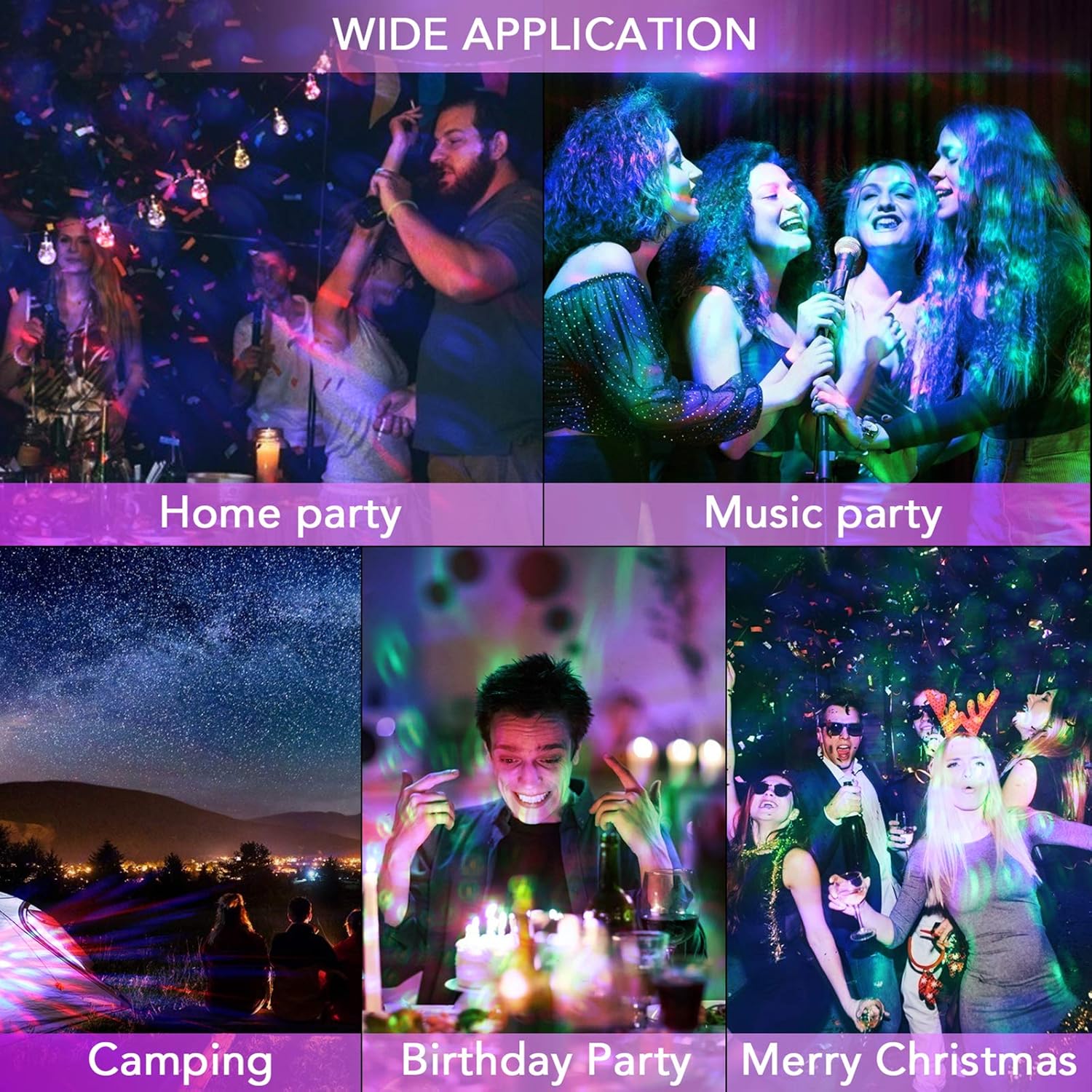 USB Mini Disco Ball Lights with 3 Adapters 2 Packs