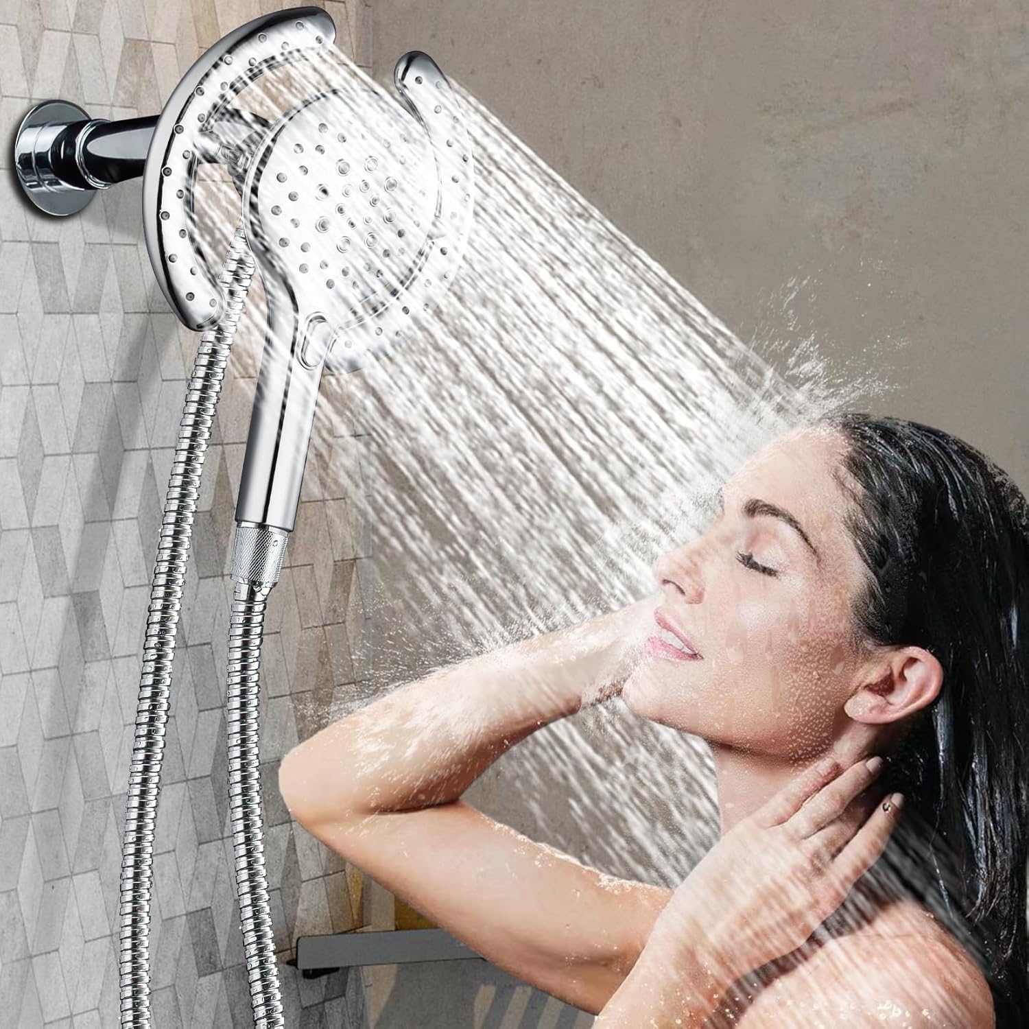 High-Pressure Dual Shower Head with Magnetic Bellearly