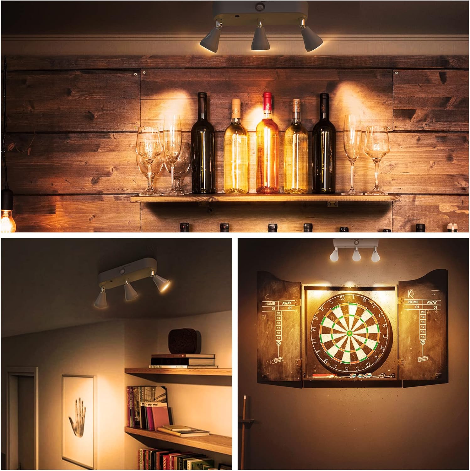 Olafus 2 Pack Wireless Picture Light with Remote 3 Heads Dimmable Warm White