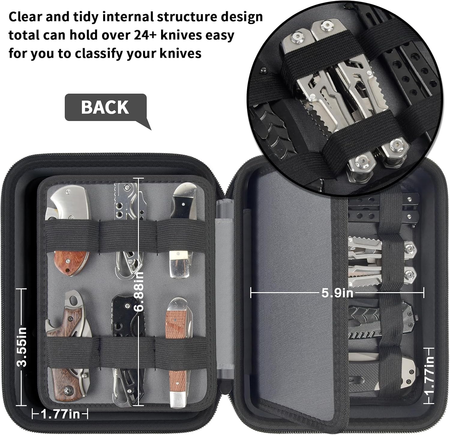 ANKHOH 4-Layer Knife Display Case for 24 Folding Knives