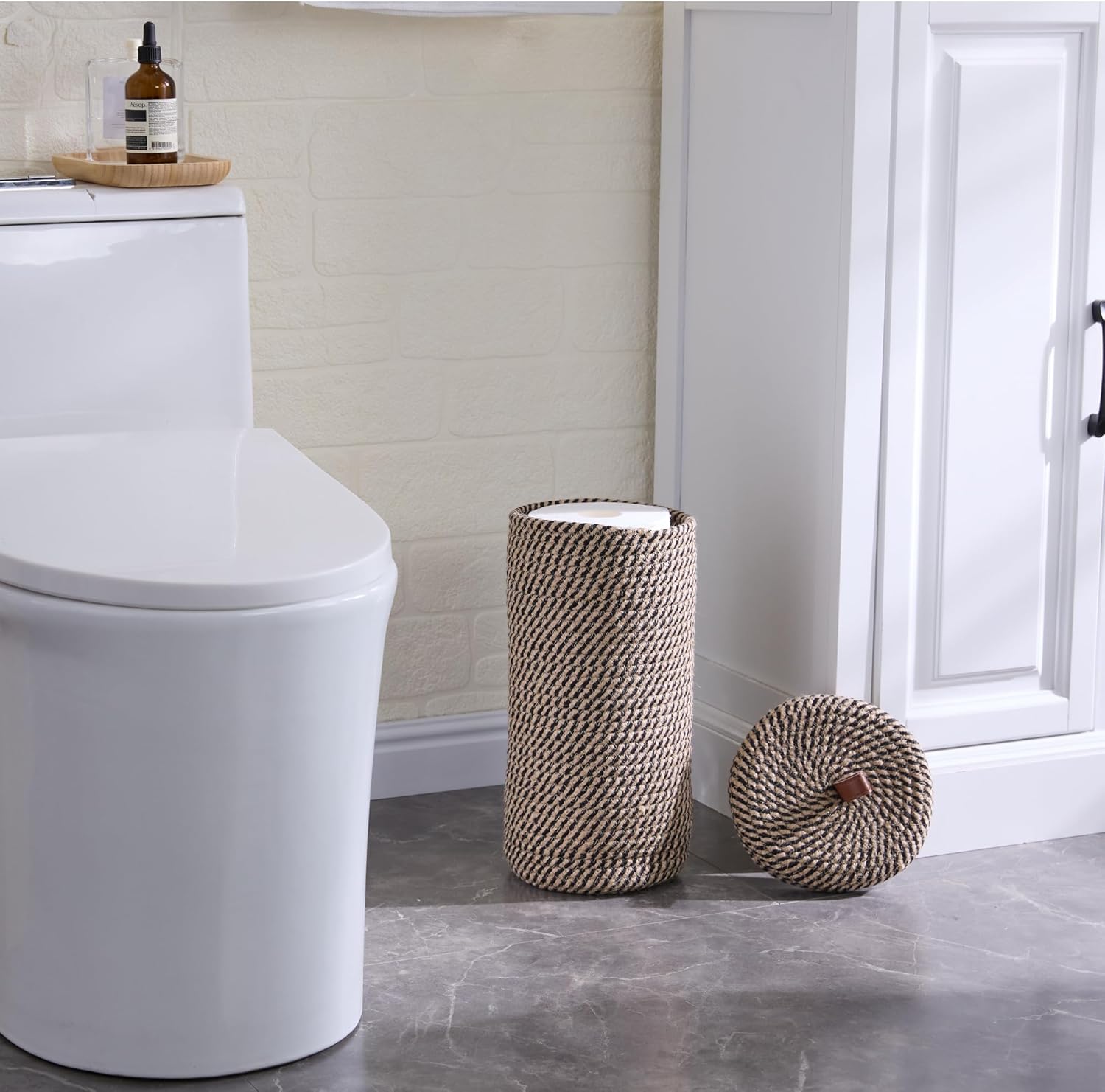 Luxury Jute Black Toilet Paper Holder