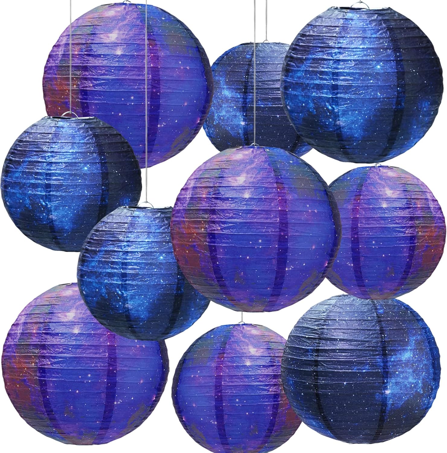 Galaxy Print Paper Lanterns 10PCS Space Theme Decor