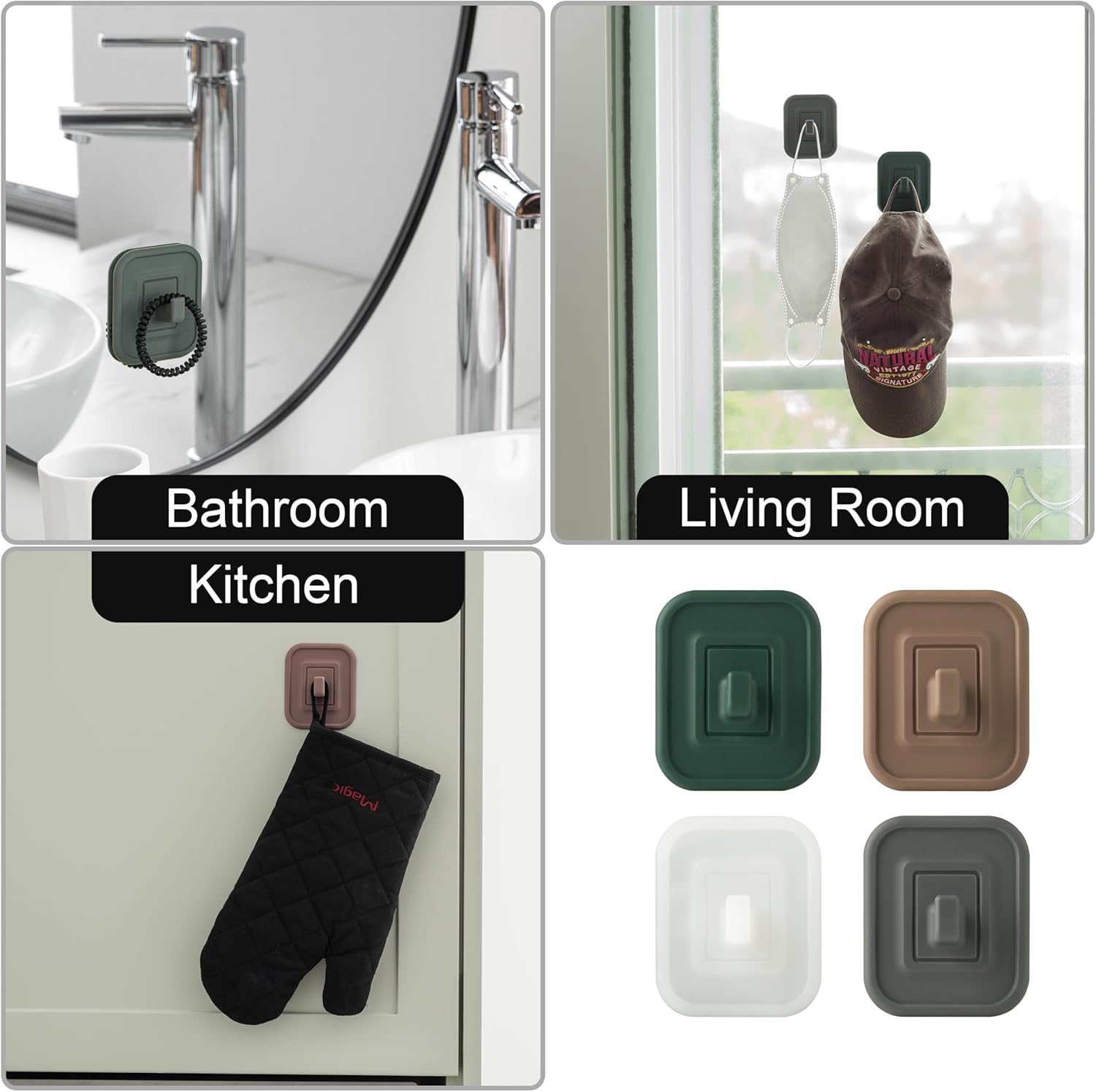 HOMEI 2-Pack Silicone Adhesive Shower Hooks