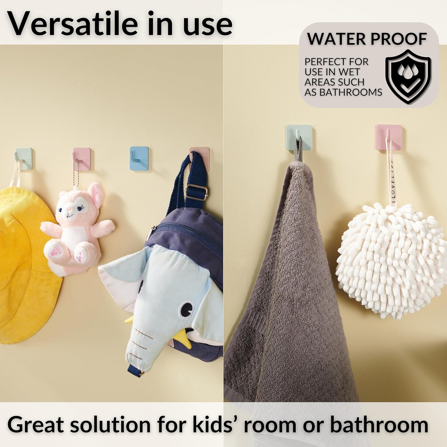 DEKAZIA 4pcs Rose Cute Wall Hooks for Kids Room