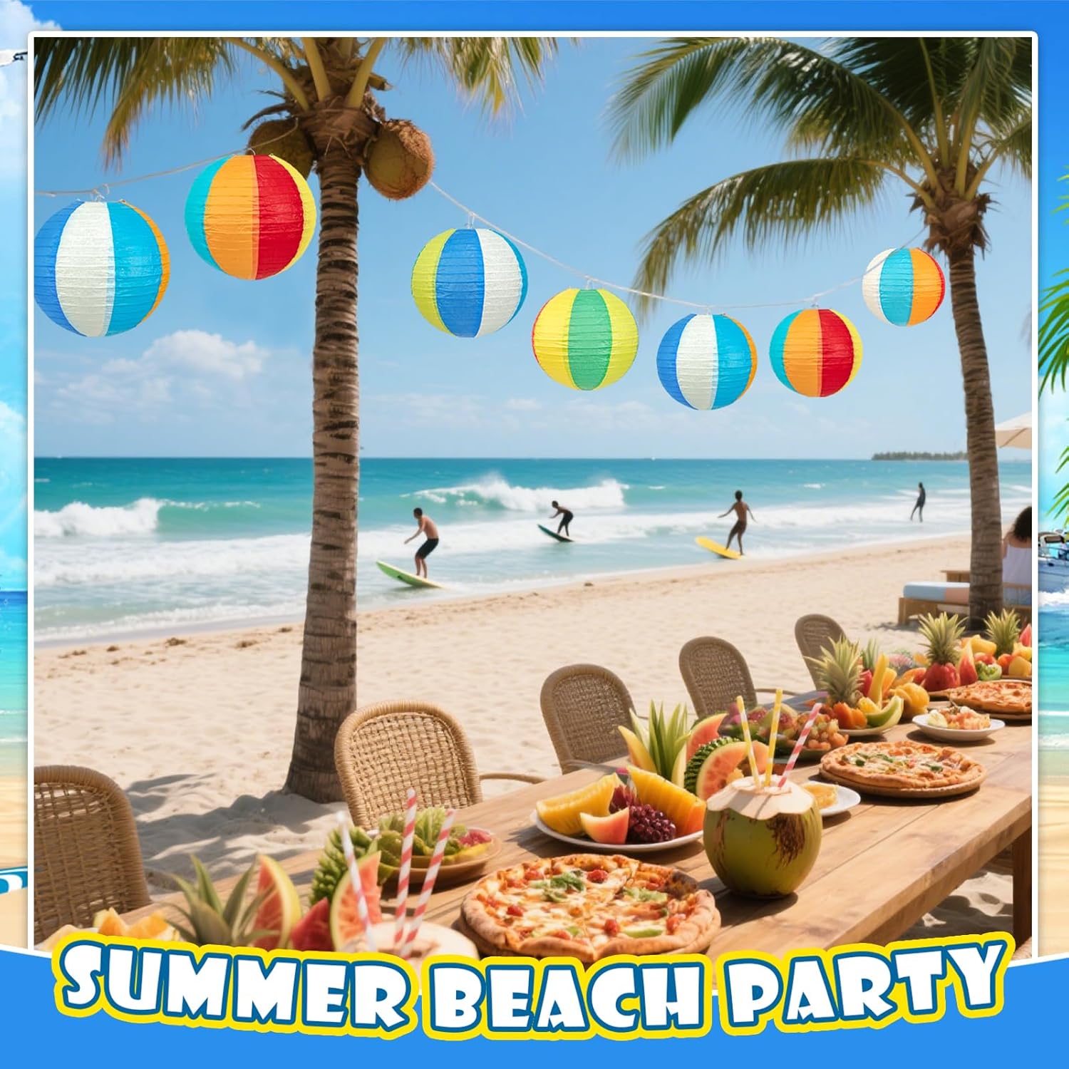 10Pcs 8 Inch Beach Party Decor Paper Lanterns