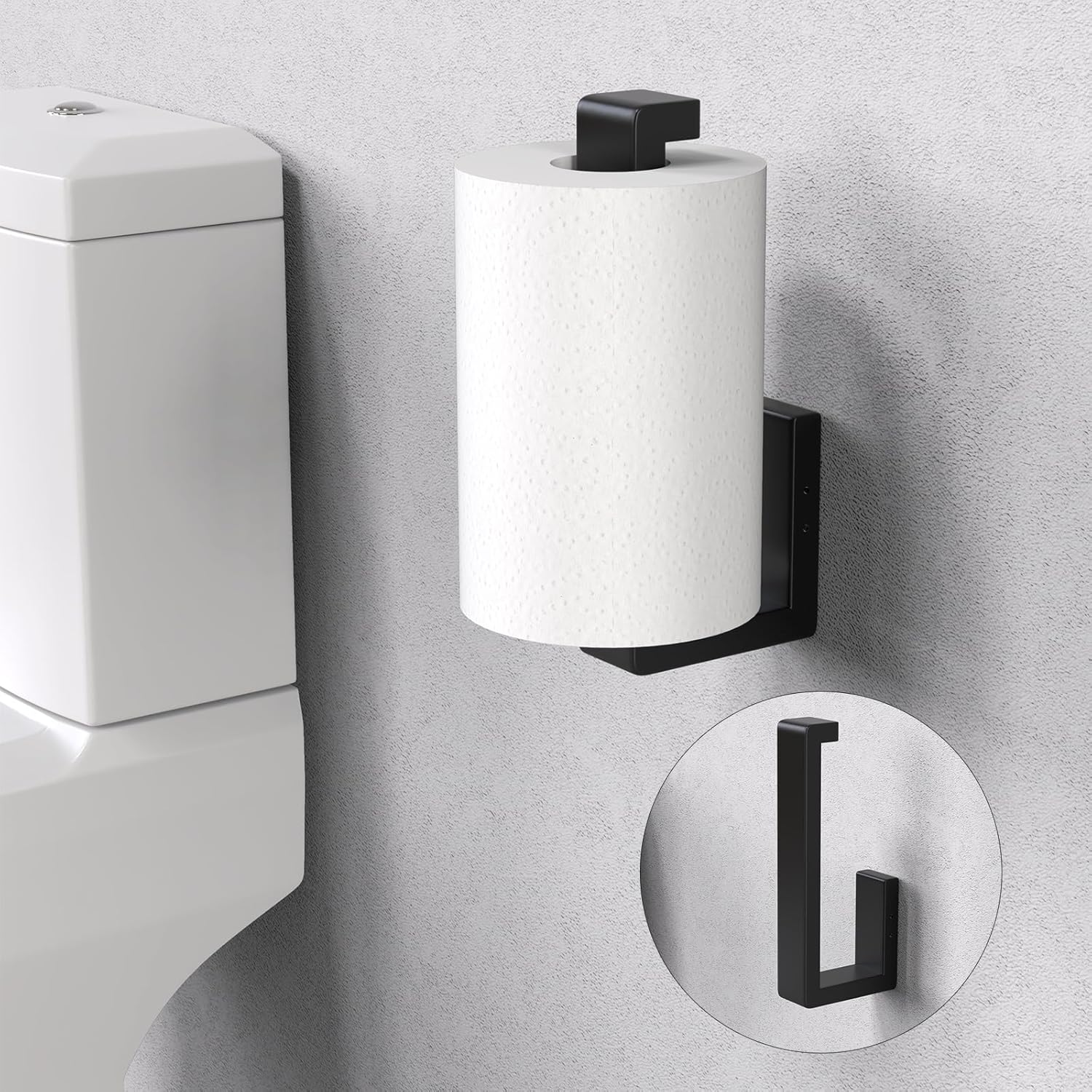 HUFEEOH Matte Black Toilet Paper Holder Wall Mount