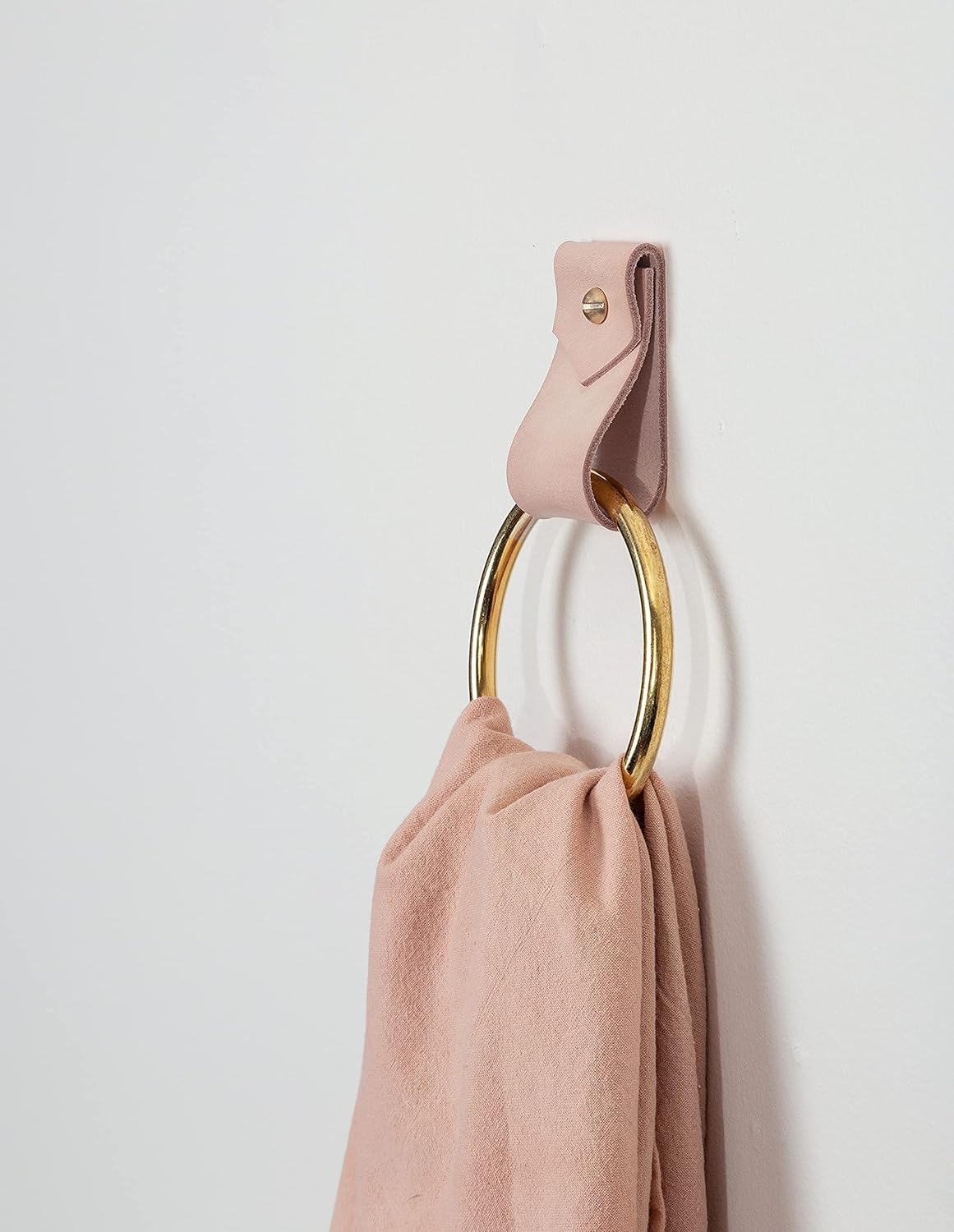 KEYAIIRA Small Wide Leather Wall Hook Minimalist Towel Ring 1