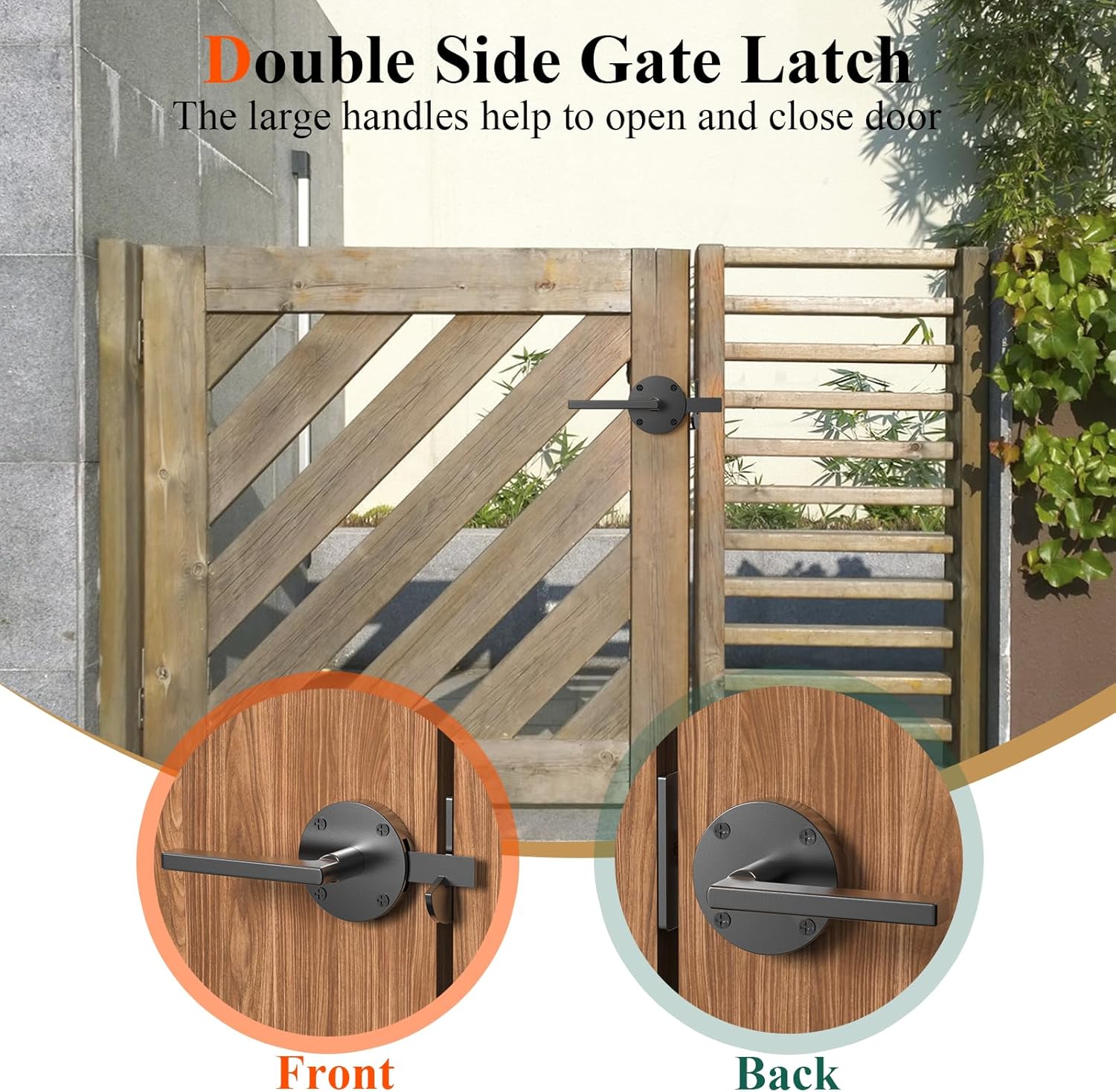 High-Quality Double-Sided Gate Latch for Wooden Fences More
