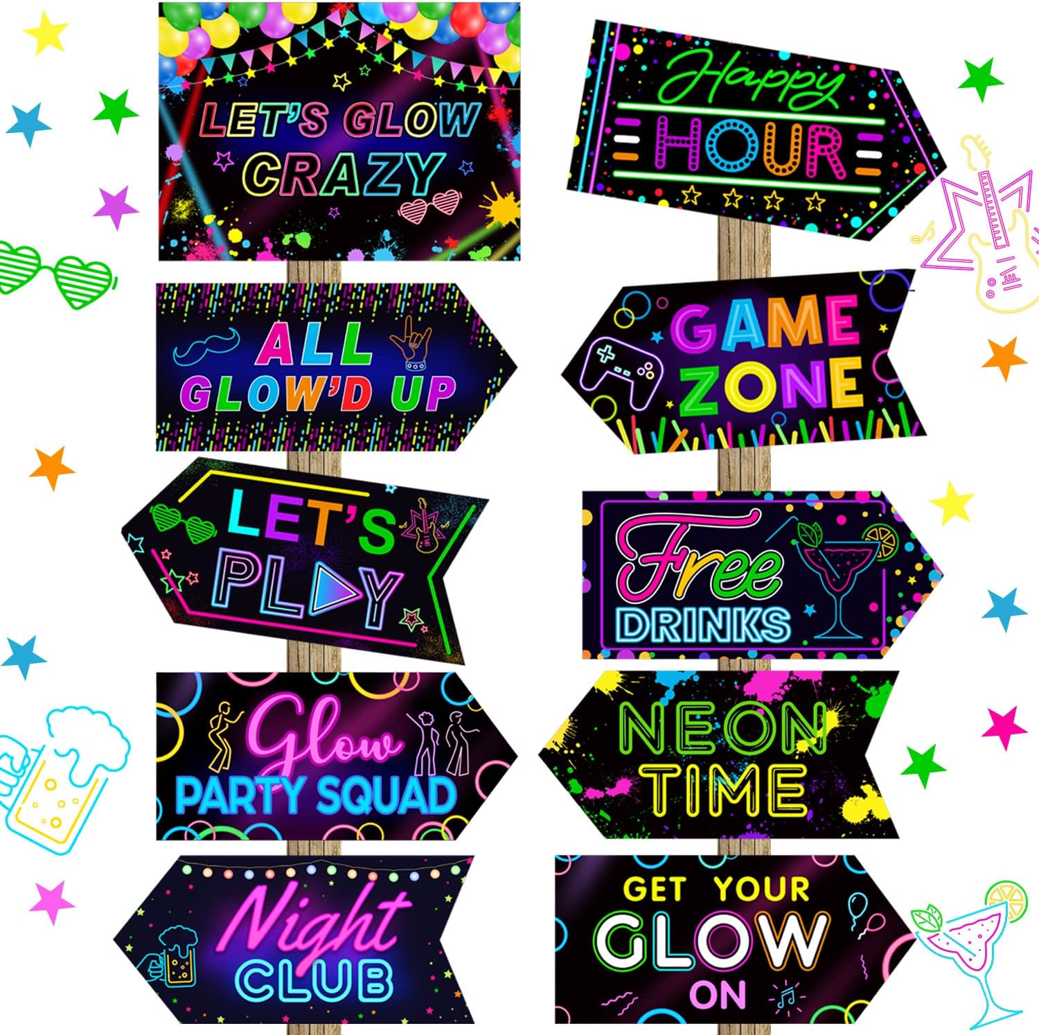 Gueevin Glow-in-the-Dark Party Decorations 20 Pcs