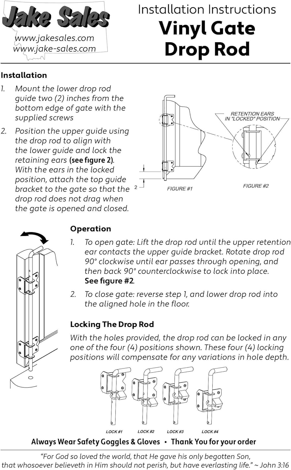 Secure Durable Vinyl Fence Drop Rod for Double Gates